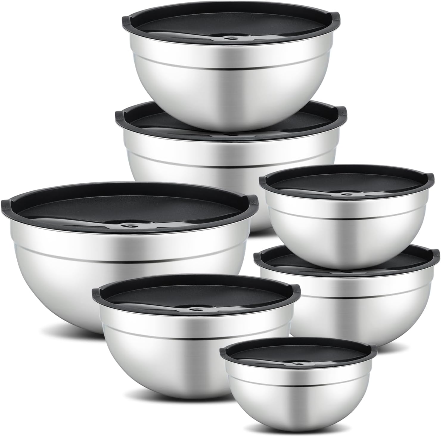 7 Piece Mixing Bowls with Lids Set – Stainless Steel Bowls for Kitchen Baking – Sizes 0.7, 1.1, 1.5, 2.1, 3.5, 4, and 4.5 Quarts – Baking Bowl for Food Preparation, Mixing and Serving Foods - Buy Online USA | SimraCart