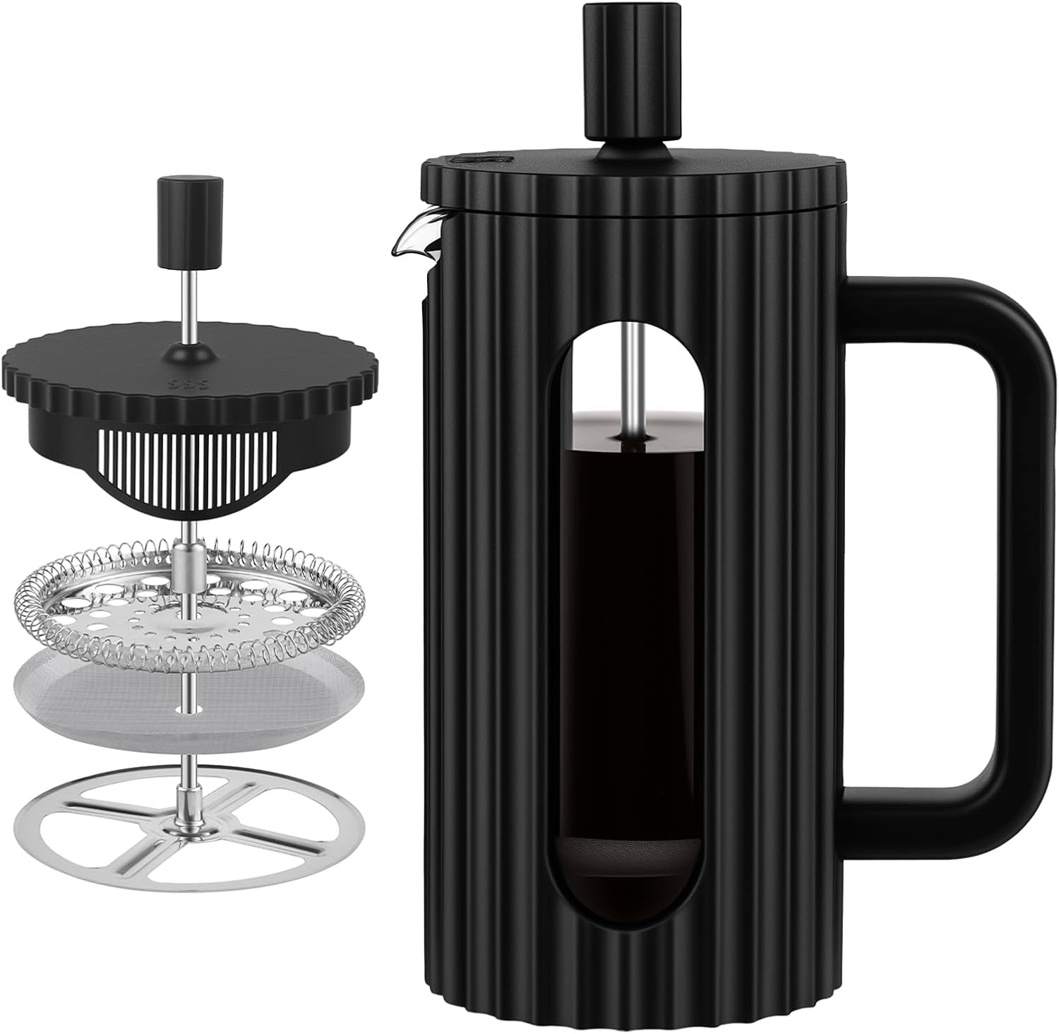 French Press Coffee Maker 12 Ounce – Heat Resistant Borosilicate Glass Carafe – Tea Maker & Coffee Press Frother Brewer – 350ml - Buy Online at SimraCart