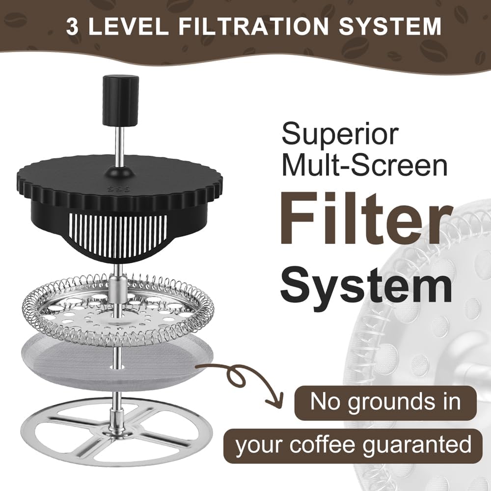 French Press Coffee Maker 12 Ounce – Heat Resistant Borosilicate Glass Carafe – Tea Maker & Coffee Press Frother Brewer – 350ml - Image 6