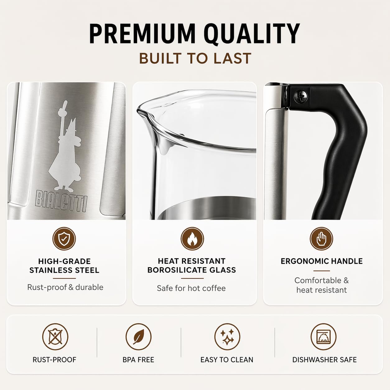Coffeepress French Press Coffee Maker, 8 Cup – Preziosa Stainless Steel – Model 06852 - Image 3