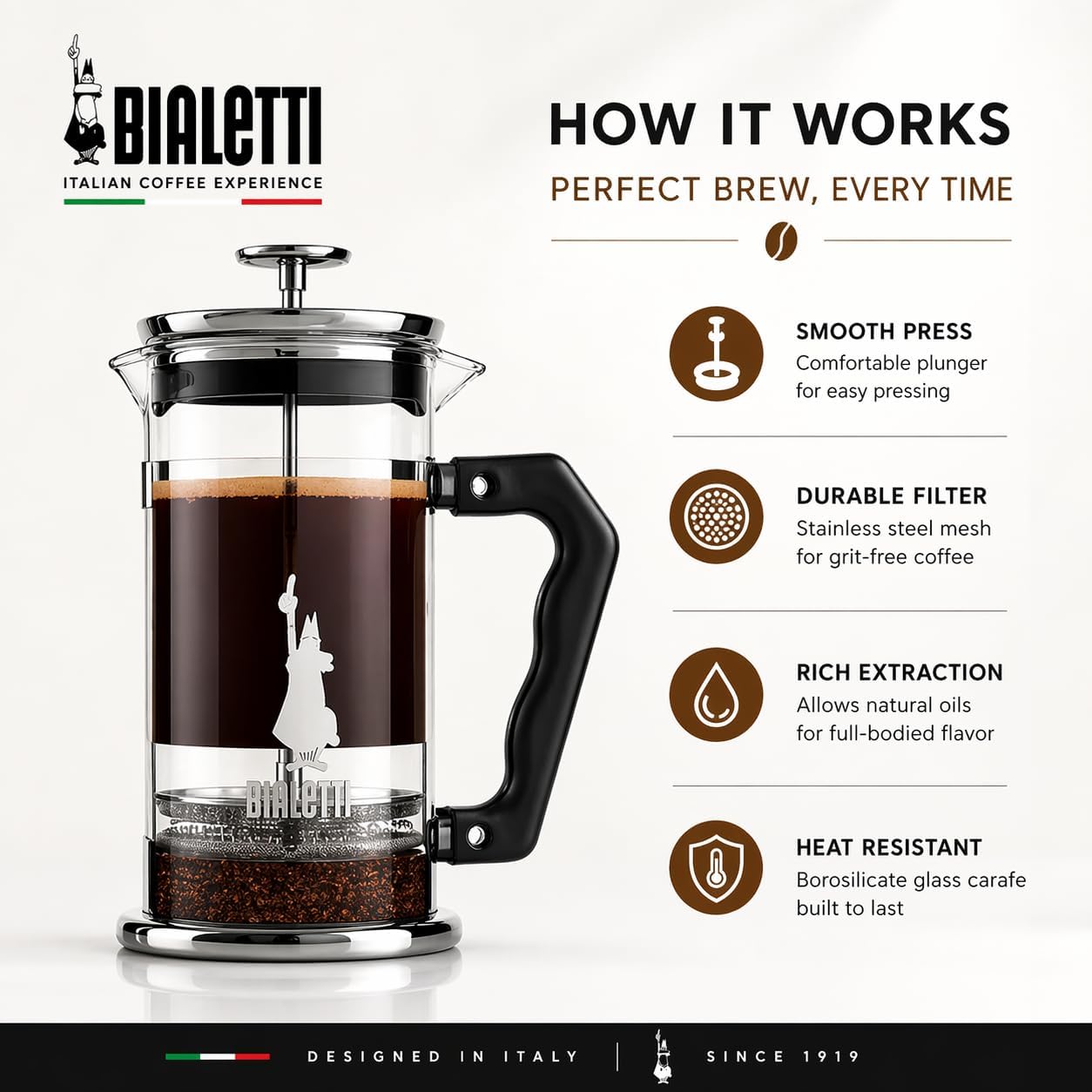 Coffeepress French Press Coffee Maker, 8 Cup – Preziosa Stainless Steel – Model 06852 - Image 4