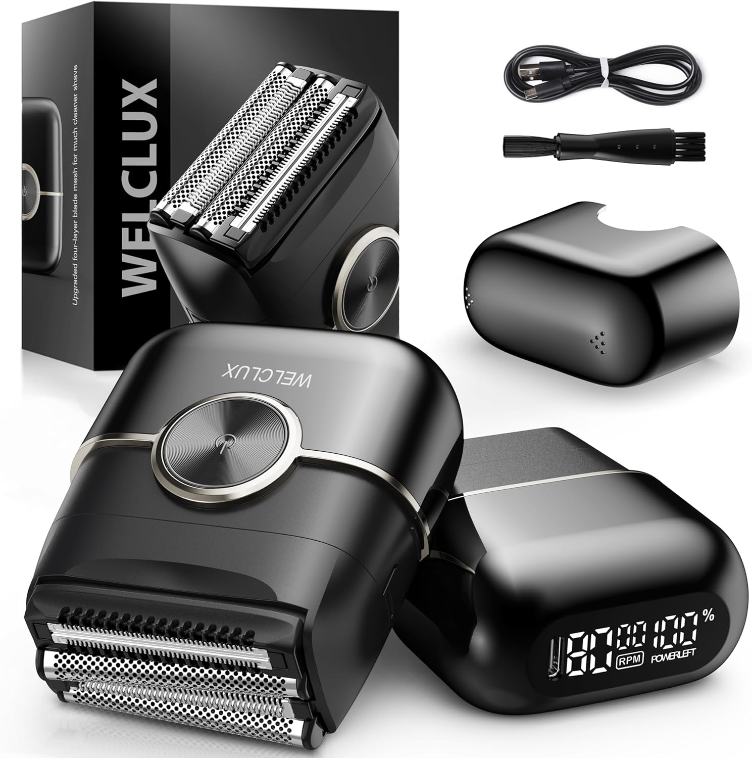 Rechargeable Electric Razor for Men – Mini Foil Shaver with 4 Floating Blades – Dual Speed and LED Display – 120 Minute Runtime – IPX7 Waterproof Face Shaver – USB C - Buy Online at SimraCart