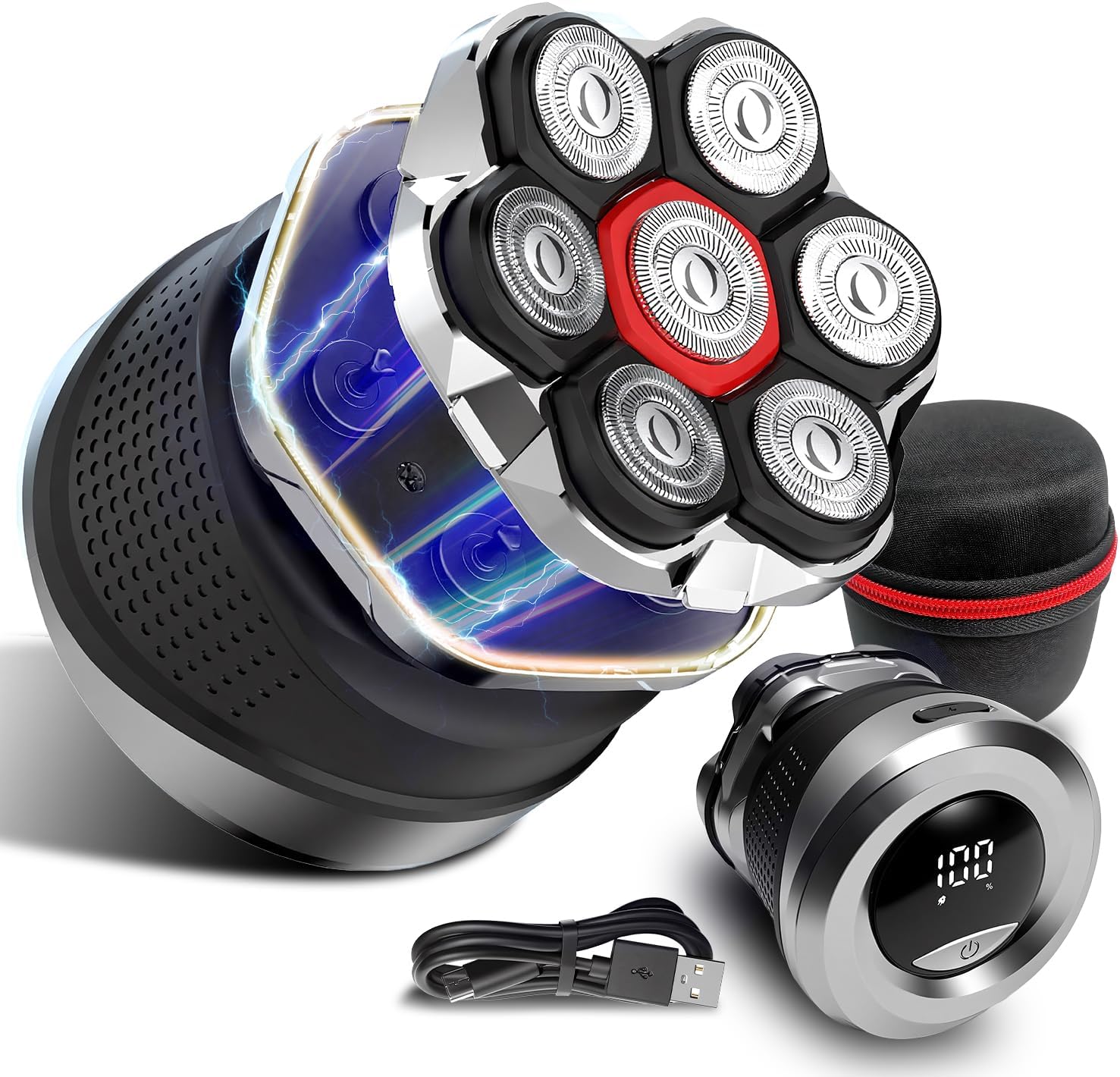 Men's Electric Rotary Shaver for Bald Head – 2026 Upgrade 7D Floating Electric Shaver with LED Display – IPX6 Waterproof – Type C Fast Charge – Magnetic Heads – Travel Case – Ideal Men's Grooming Gift - Buy Online at SimraCart