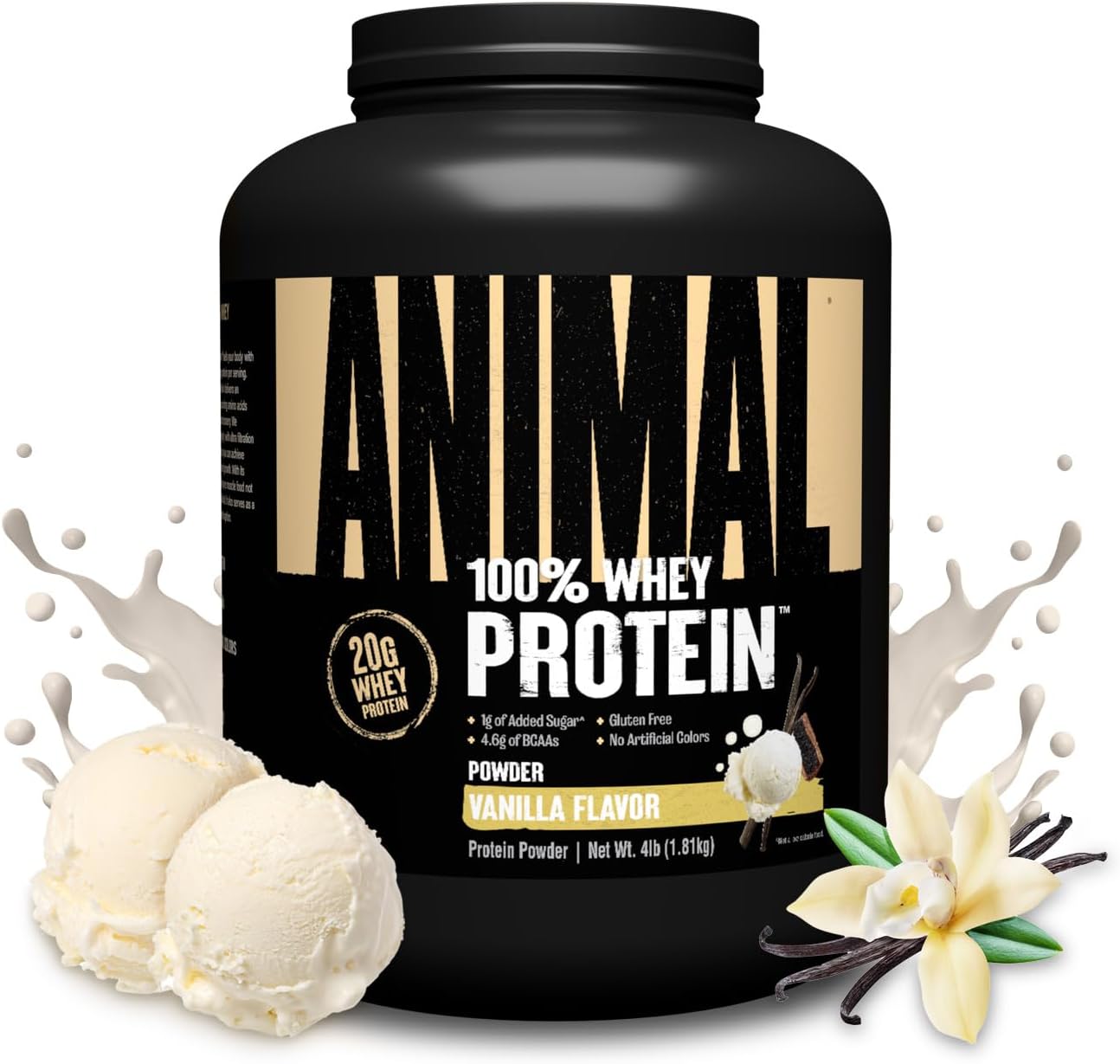 Animal 100% Whey Protein Powder – Whey Blend for Pre Workout or Post Workout, Recovery, or Anytime Low Sugar Protein Boost Meal Replacement with BCAA Branched Chain Amino Acids – Vanilla, 4 lb - Buy Online at SimraCart