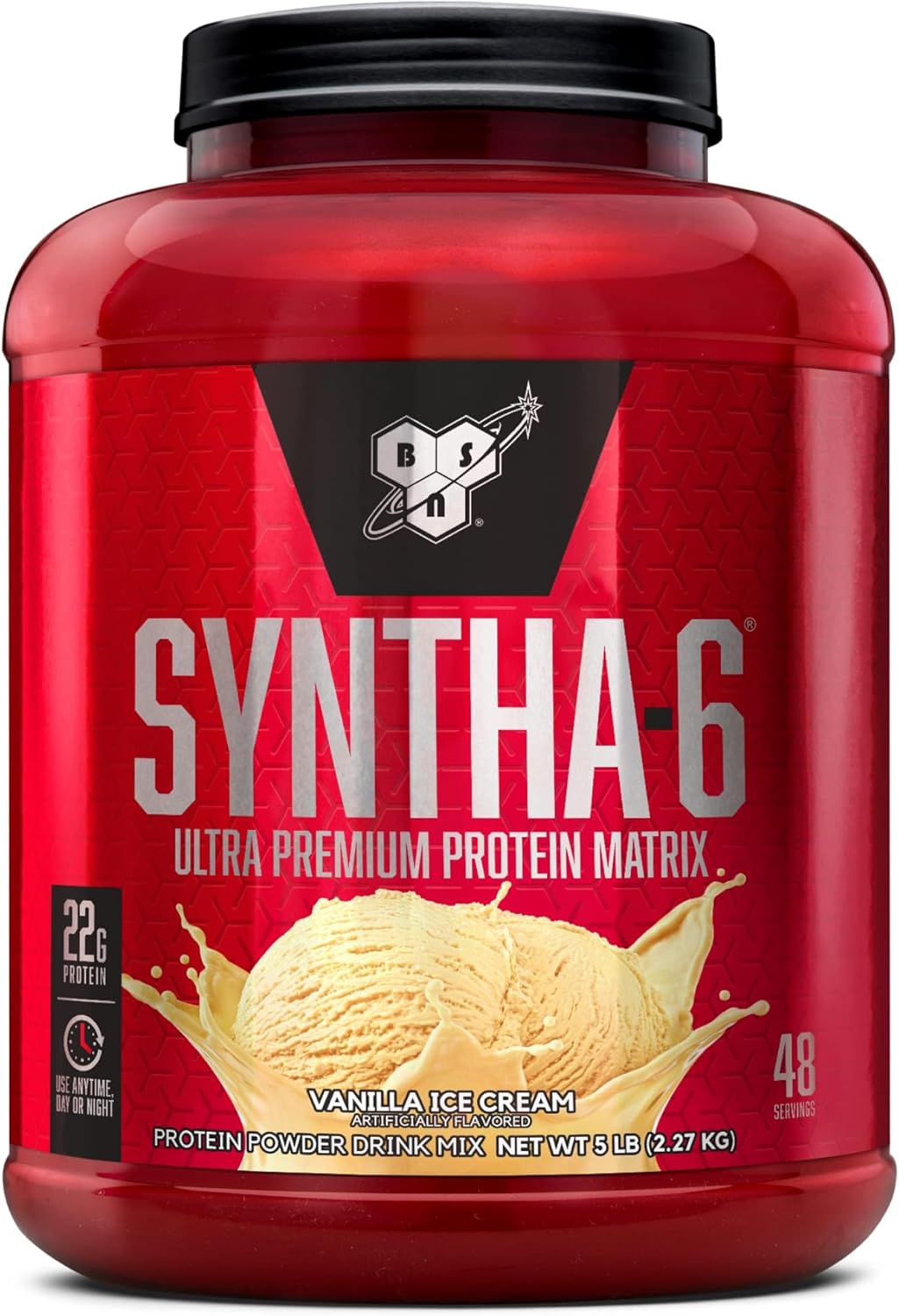 BSN SYNTHA 6 Whey Protein Powder – Micellar Casein and Milk Protein Isolate Blend – Vanilla Ice Cream Flavor – 5 Pounds – 48 Servings – 1 Pack (Package May Vary) - Buy Online at SimraCart