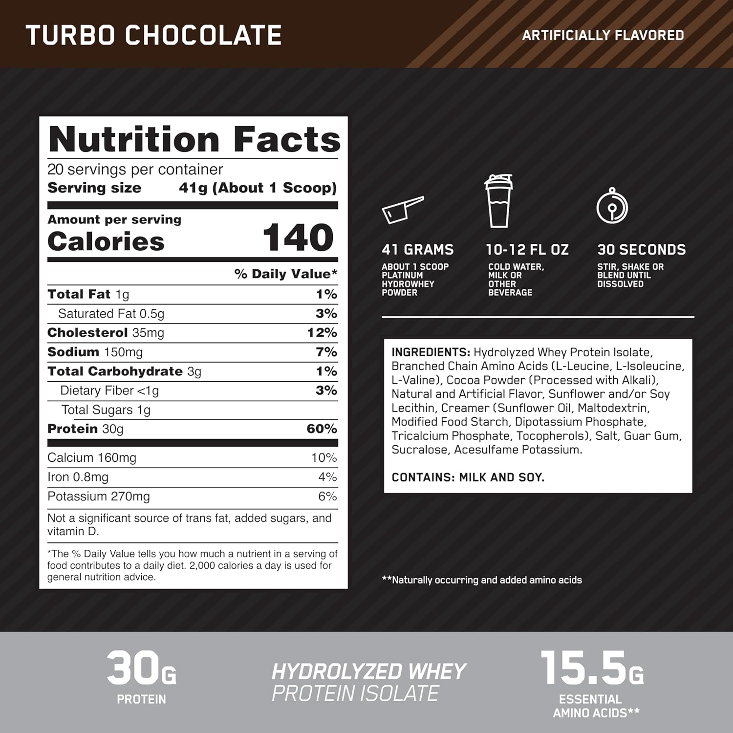 Optimum Nutrition Platinum Hydro Whey – Turbo Chocolate – 1.75 Pound - Image 2