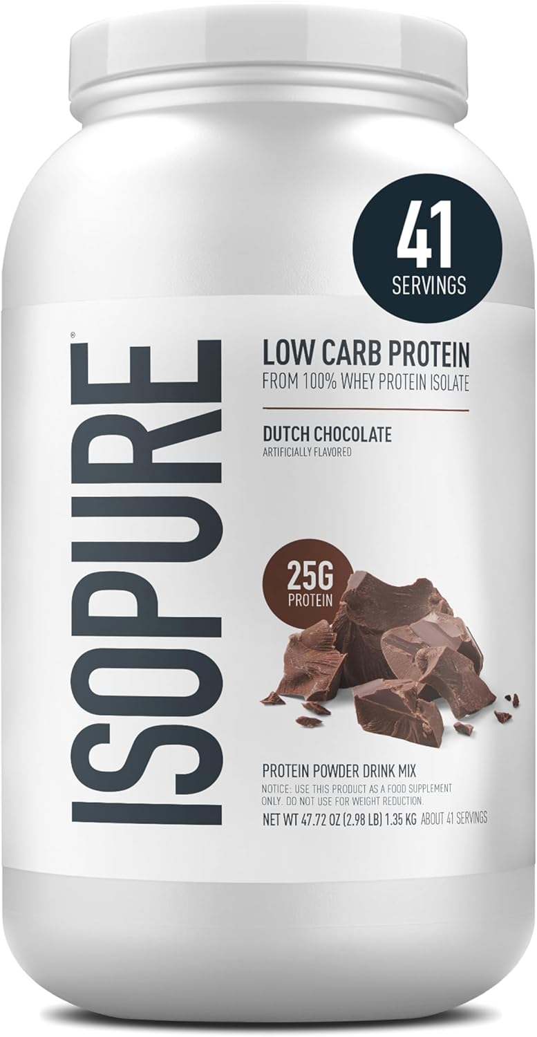 Isopure Low Carb 100% Pure Whey Isolate Protein Powder – Gluten Free – With Vitamins – Dutch Chocolate – 25g Protein Per Serving – 3.07 Lbs – 41 Servings (Packaging May Vary) - Buy Online at SimraCart