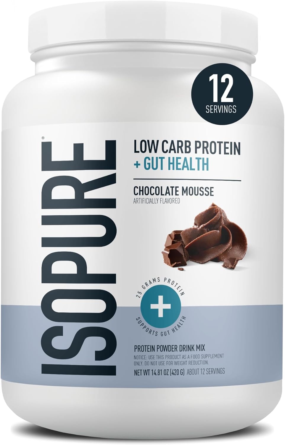 Isopure Protein Plus Gut Health and Immune Support Powder – Chocolate Mousse – 25g Whey Protein with Prebiotics and Vitamins – 12 Servings – Pack of 1 - Buy Online at SimraCart