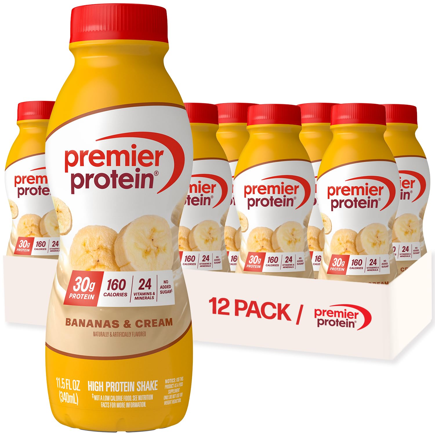 Premier Protein Shake – Bananas and Cream – 30g Protein – No Added Sugar – 24 Vitamins and Minerals to Support Immune Health – 11.5 fl oz – 12 Pack - Buy Online USA | SimraCart