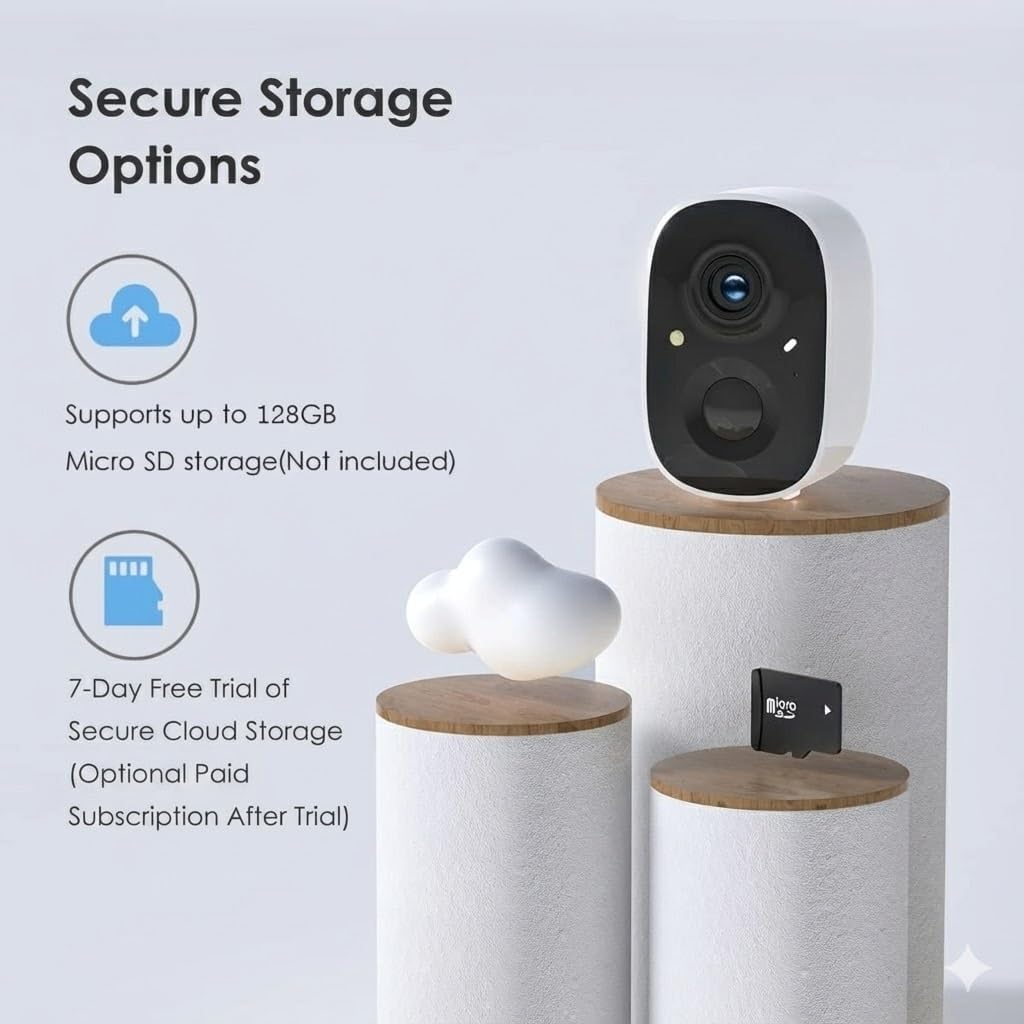 GMK Security Cameras Wireless Outdoor 4 Pack – 2K Battery Powered Cameras for Home Security – Color Night Vision – Motion Detection – 2 Way Talk – IP65 Waterproof – Remote Access – Cloud and SD Storage - Image 5