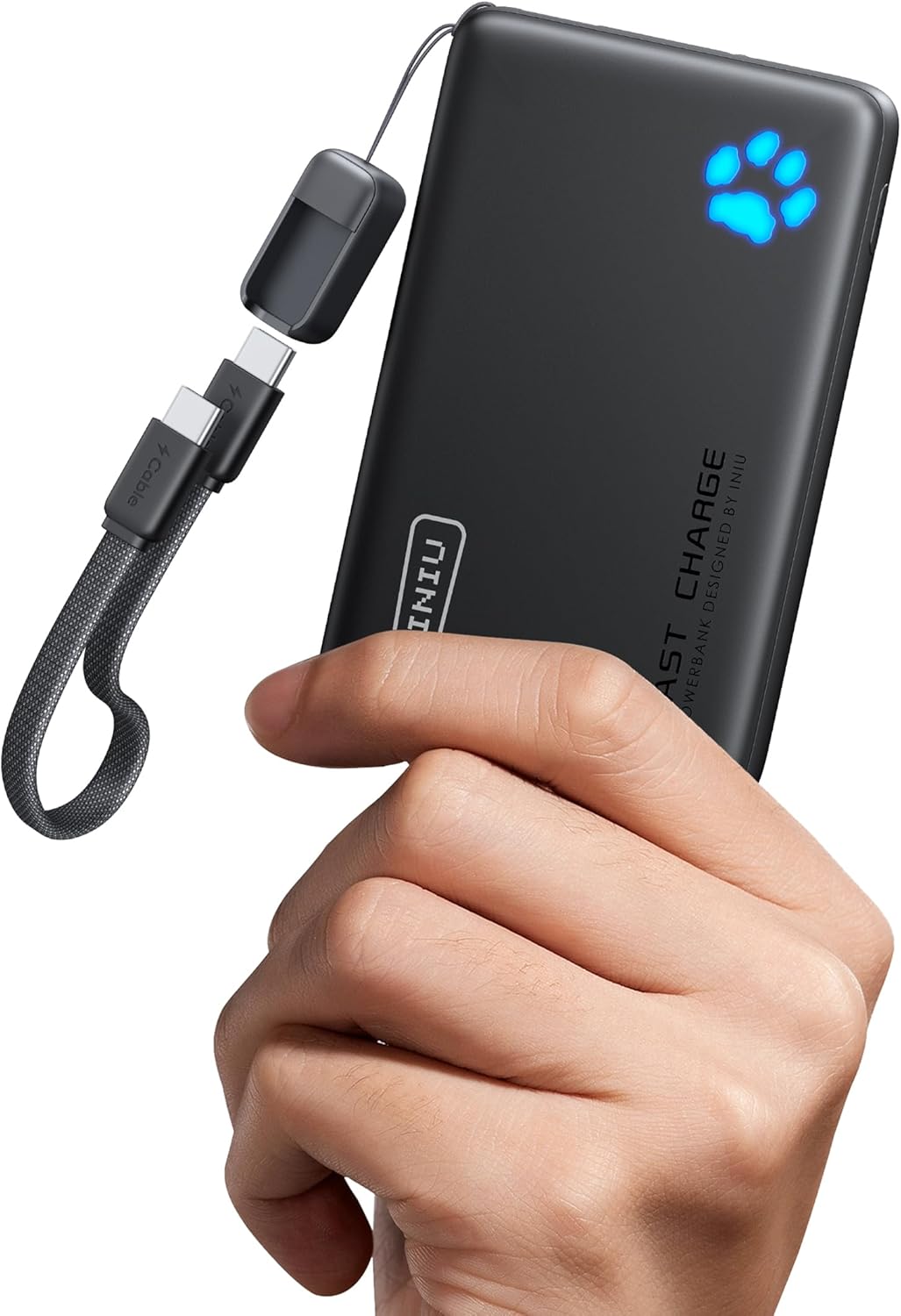 INIU 45W Fast Charging Power Bank 10000mAh – Compact Portable Charger with Detachable USB-C Cable, TSA Flight-Safe Travel Battery Pack for iPhone 17 16 Pro, iPad, Samsung Galaxy S26, Google Pixel & More