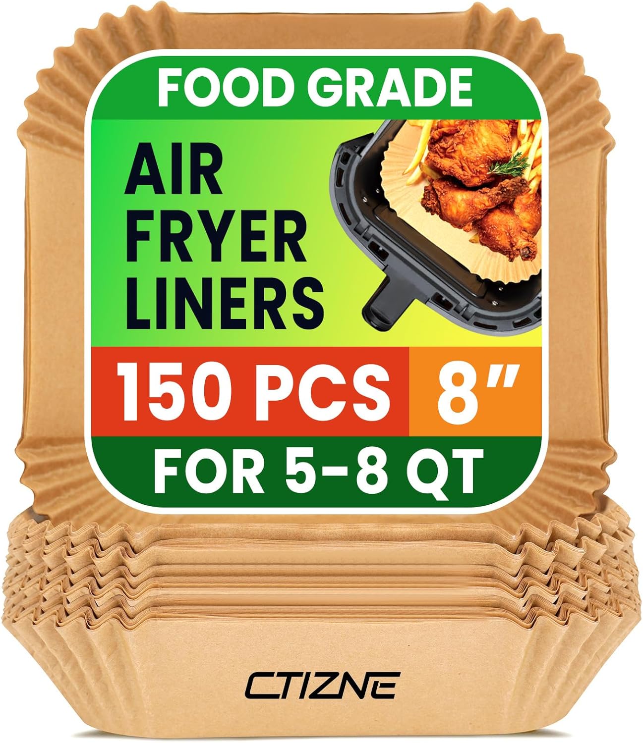 Air Fryer Liners Disposable 150Pcs 8IN Square – Food Grade Unbleached Parchment Paper, Non-Stick Waterproof Oilproof for 5-8 QT Airfryer Basket, Baking, Roasting, Microwave & Oven - Buy Online at SimraCart