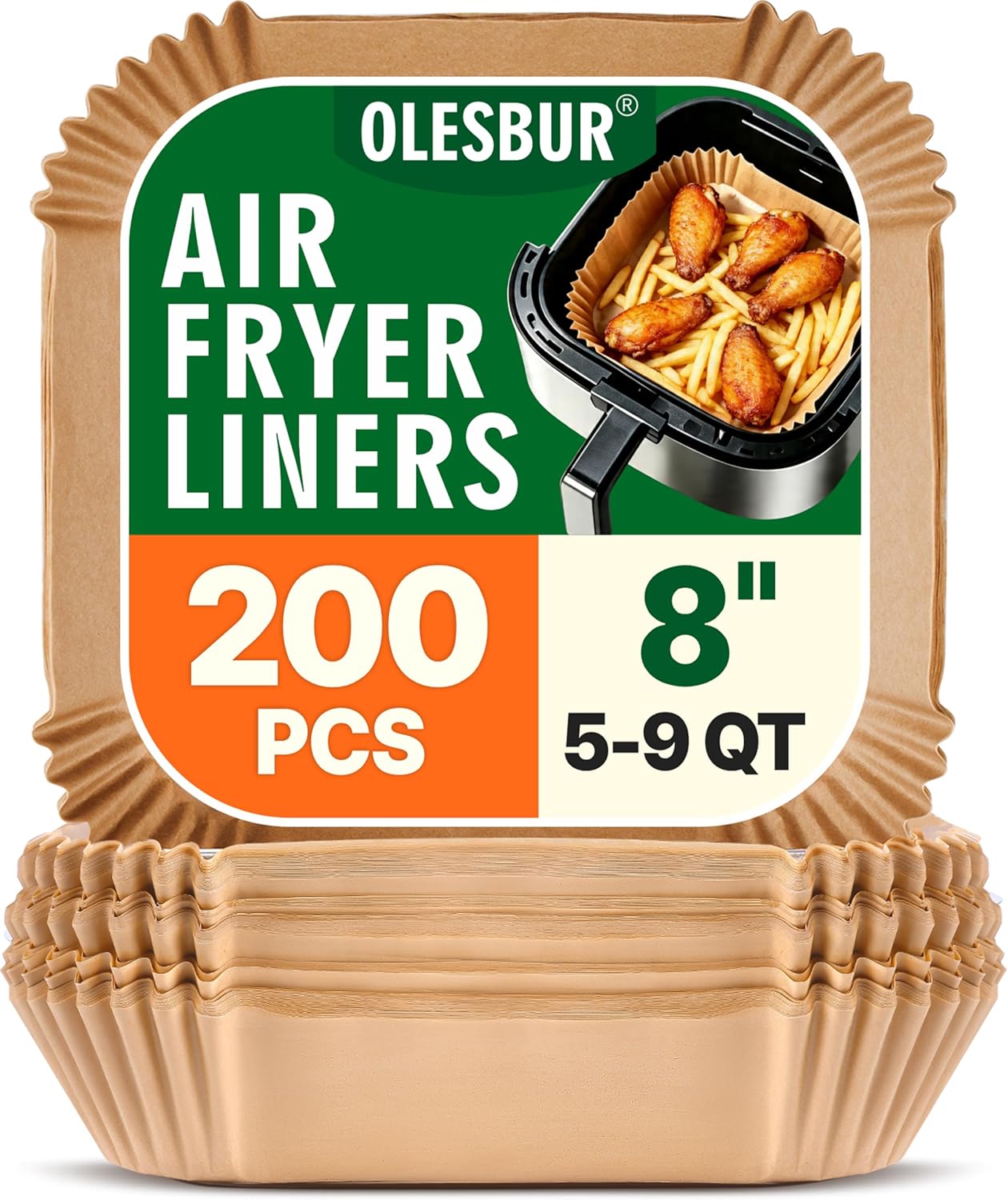OLESBUR Air Fryer Liners Disposable 200Pcs 8 Inch – Unbleached Parchment Paper for Air Fryer Basket, Non-Stick Airfryer Accessories, Baking Liners & Parchment Paper Sheets - Buy Online USA | SimraCart