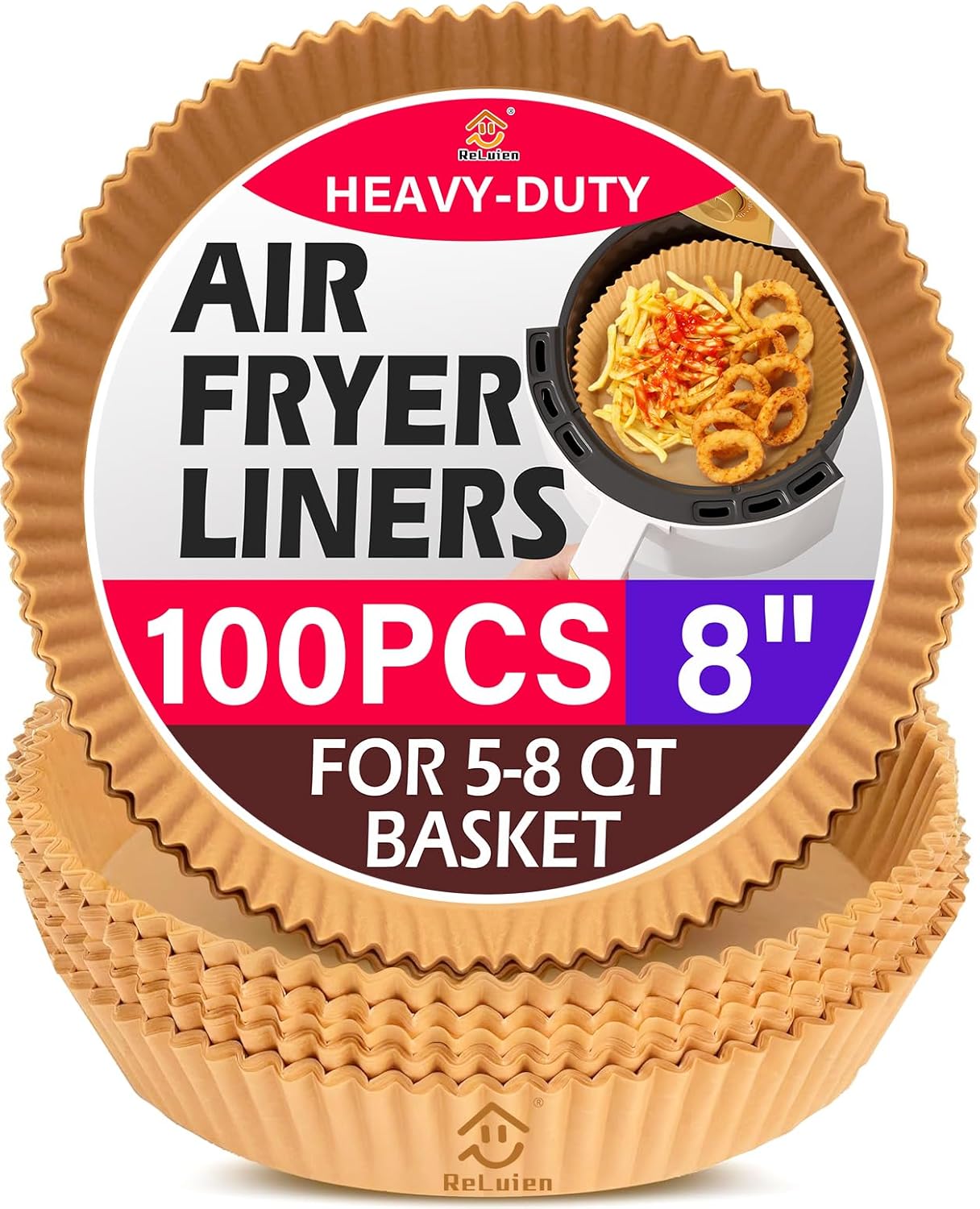 Air Fryer Paper Liners 100PCS – Non-Stick Oil Resistant 8 Inch Round Airfryer Liners Disposable for 5-8QT Basket, Parchment Paper for Baking, Roasting & Microwave - Buy Online at SimraCart