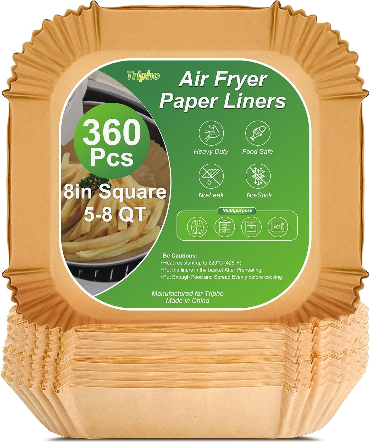 360 Pcs 8” Square Unbleached Heavy Duty Air Fryer Paper Liners Disposable – Non-Stick Non-Leak Parchment Paper for Airfryer Basket, Deep Fryer Parts & Accessories - Buy Online at SimraCart