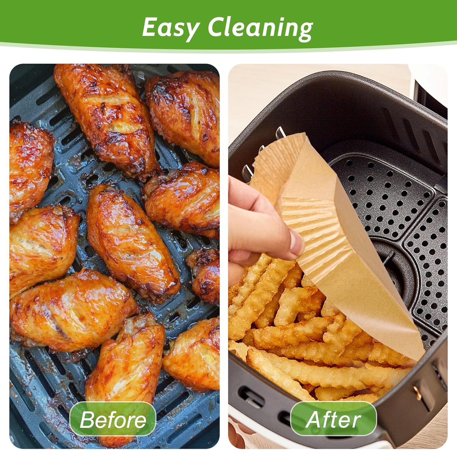 360 Pcs 8” Square Unbleached Heavy Duty Air Fryer Paper Liners Disposable – Non-Stick Non-Leak Parchment Paper for Airfryer Basket, Deep Fryer Parts & Accessories - Image 5