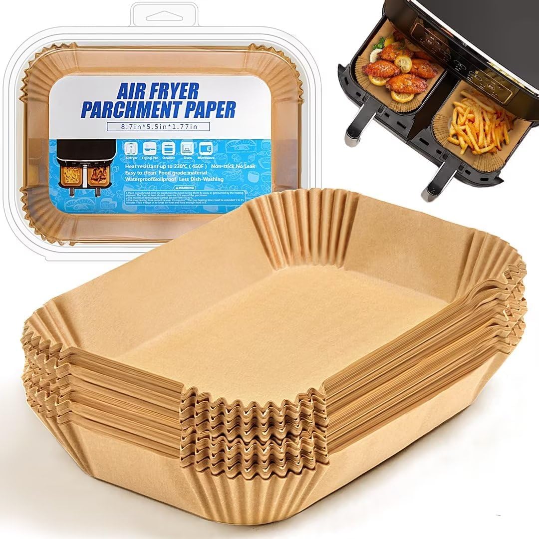 Air Fryer Liners Disposable for Ninja Airfryer: 125pcs 8.7x5.5" Rectangle Parchment Paper for Dual Basket Ninja DZ201 DZ401 Foodi 8Qt and Above Air Fryer Liner Accessories - Buy Online at SimraCart