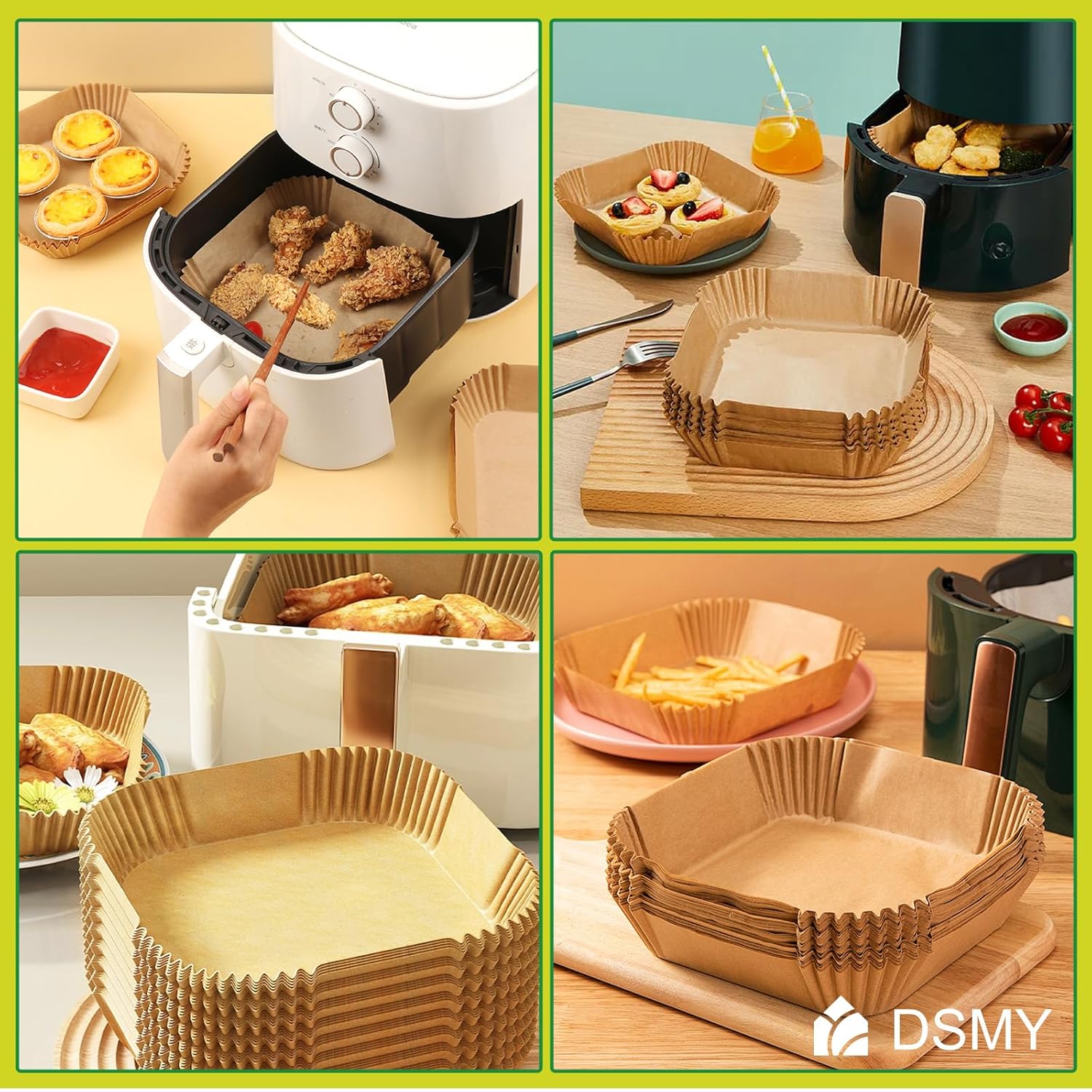 150 PCS Air Fryer Disposable Paper Liners, 8 Inch Square Parchment Disposable Paper Liner for 5-8QT Air Fryer, Baking, Roasting and Microwave, Non-Stick Airfryer Accessories - Image 6
