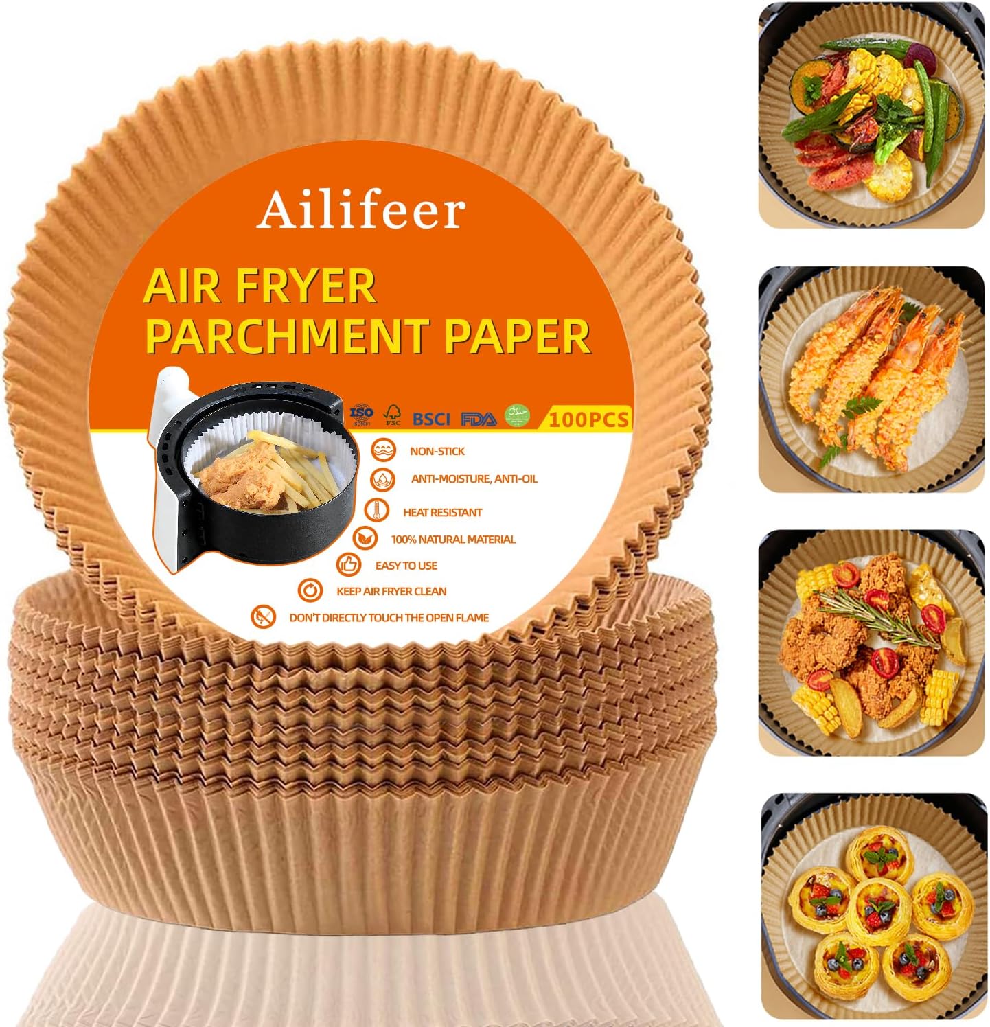 Air Fryer Liners Round, 100PCS 6.3 Inch Disposable Liner for Air Fryer 2Qt to 5Qt, Unbleached Non-Stick Non-Leak Small Airfryer Liner Parchment Paper - Buy Online at SimraCart