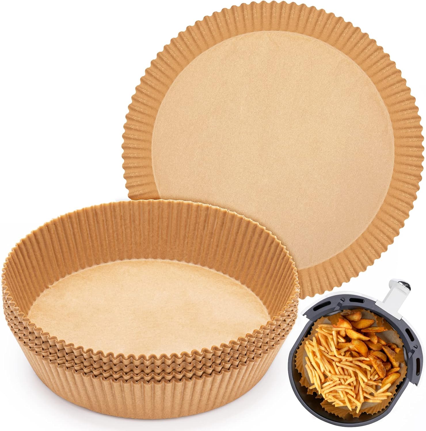 Air Fryer Liners Disposable for Ninja 4QT AF101, Airfryer Liners Round 9.5 Inch Air Fryer Paper Liners Non-Stick Air Fryer Parchment Paper Liners Oil Resistant, Waterproof for 4-8Qt Basket - Buy Online at SimraCart