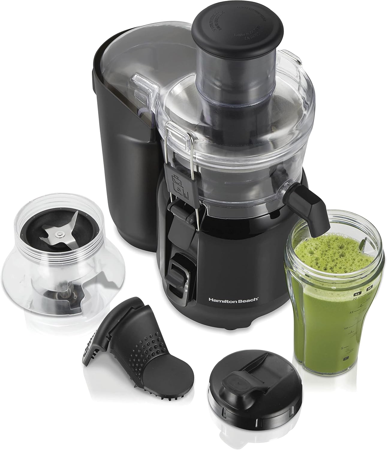 Hamilton Beach Juice & Blend 2-in-1 Juicer Machine and 20 oz. Blender, Big Mouth Large 3” Feed Chute for Whole Fruits and Vegetables, Easy to Clean, Centrifugal Extractor, 800W Motor, Black (67970) - Buy Online at SimraCart