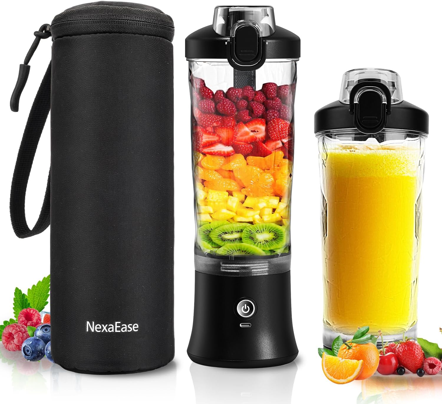 Portable Blender Personal Juicer for Shakes and Smoothies – 20 OZ Electric Protein Shaker Bottle with Insulated Sleeve, Travel Lid, USB-C Rechargeable – Mini Small Blender Cup for Kitchen, Office, Gym - Buy Online at SimraCart