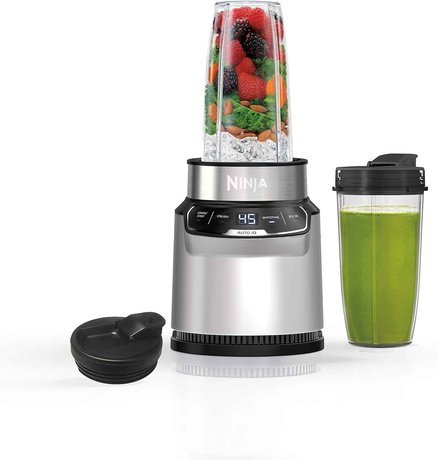 Ninja Nutri-Blender Pro with Auto-iQ | For Smoothies, Shakes, Frozen Drinks, Salsa, Dips | (2) 24-oz. To-Go Cups & Spout Lids | 1100-Peak-Watt | Silver | BN401 - Buy Online at SimraCart
