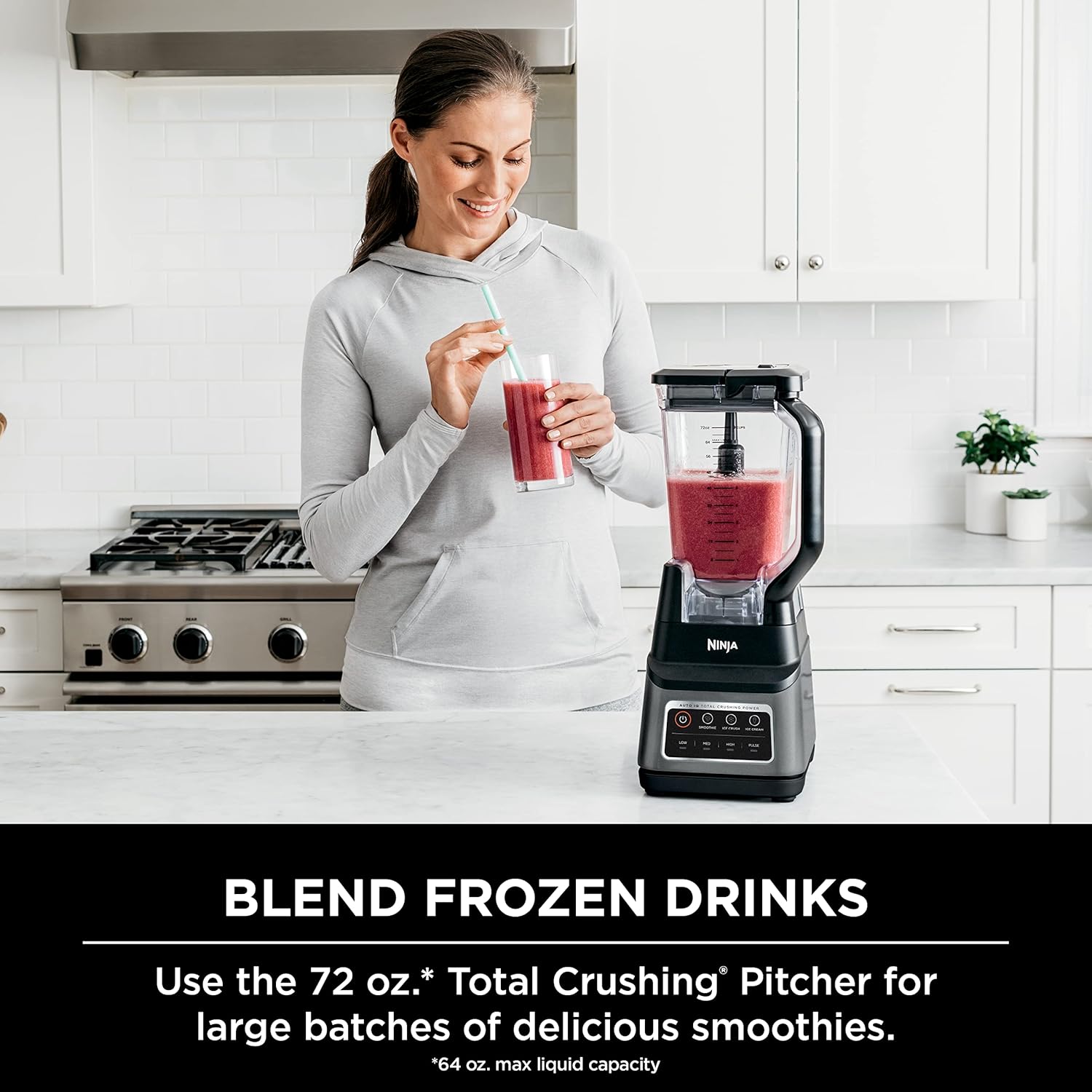 Ninja Professional Plus Blender with Auto-iQ | Smoothie and Ice Cream Maker, Frozen Drink Mixer, Margarita Machine | 3 Auto-iQ Presets, 1400W, 72-oz. Total Crushing Pitcher | Dark Grey | BN701 - Image 2