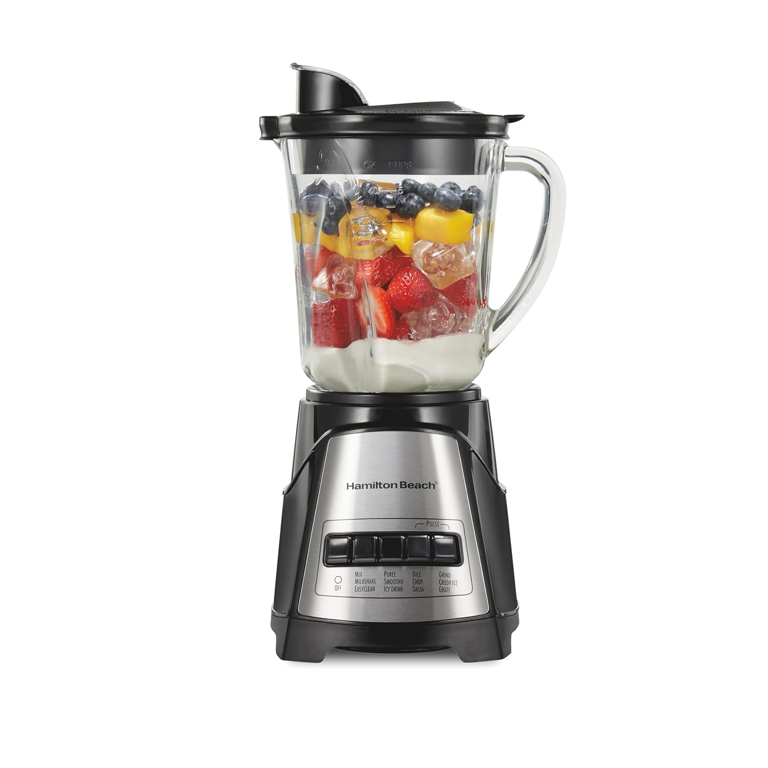 Hamilton Beach Power Elite Wave Action Blender For Smoothies, 40 Oz Glass Jar, 12 Functions Including Puree, Crush Ice, 700 Watts - Black (58148A) - Buy Online at SimraCart