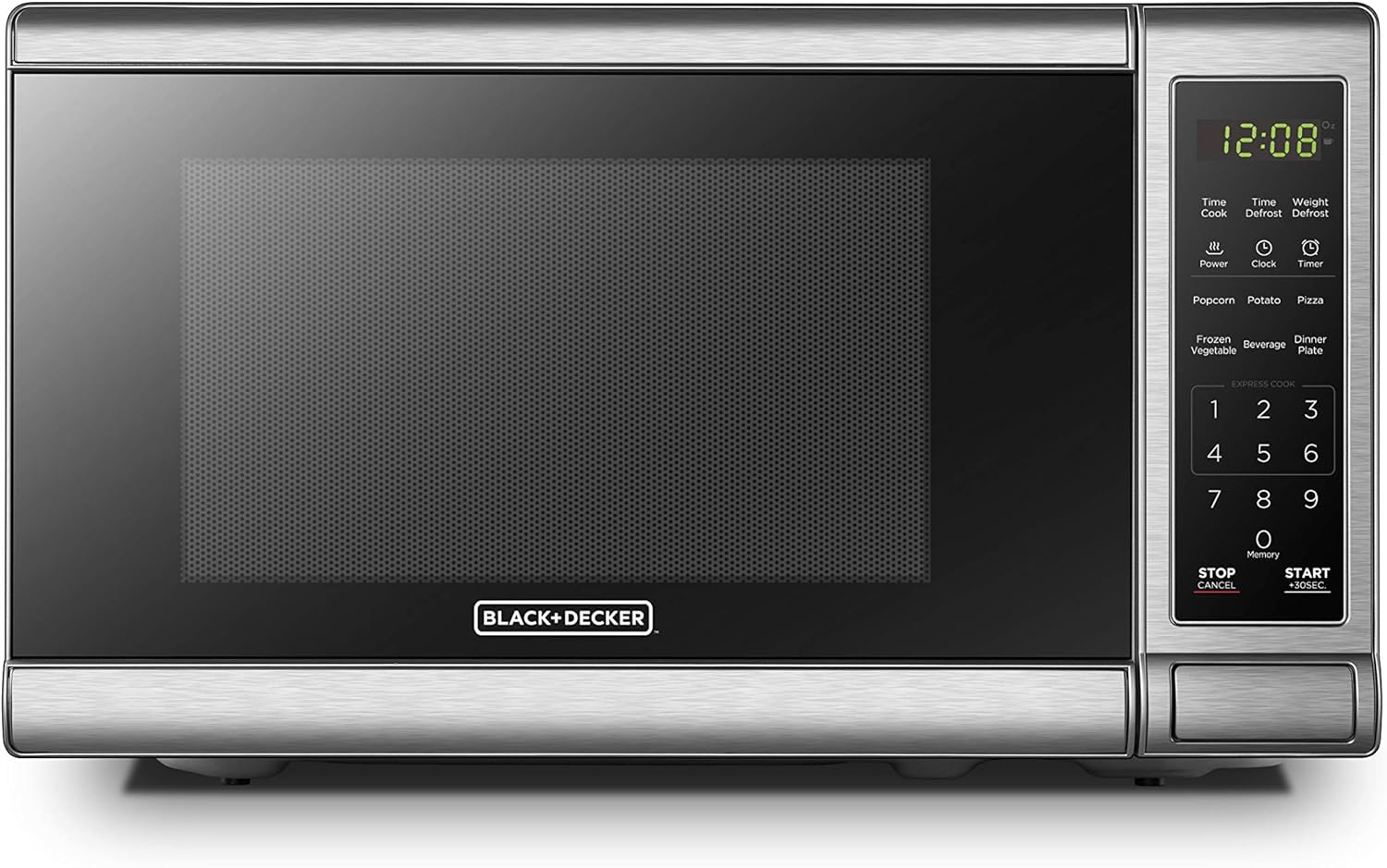 BLACK+DECKER EM720CB7 Digital Microwave Oven with Turntable Push-Button Door, Child Safety Lock, 700W, Stainless Steel, 0.7 Cu.ft - Buy Online USA | SimraCart