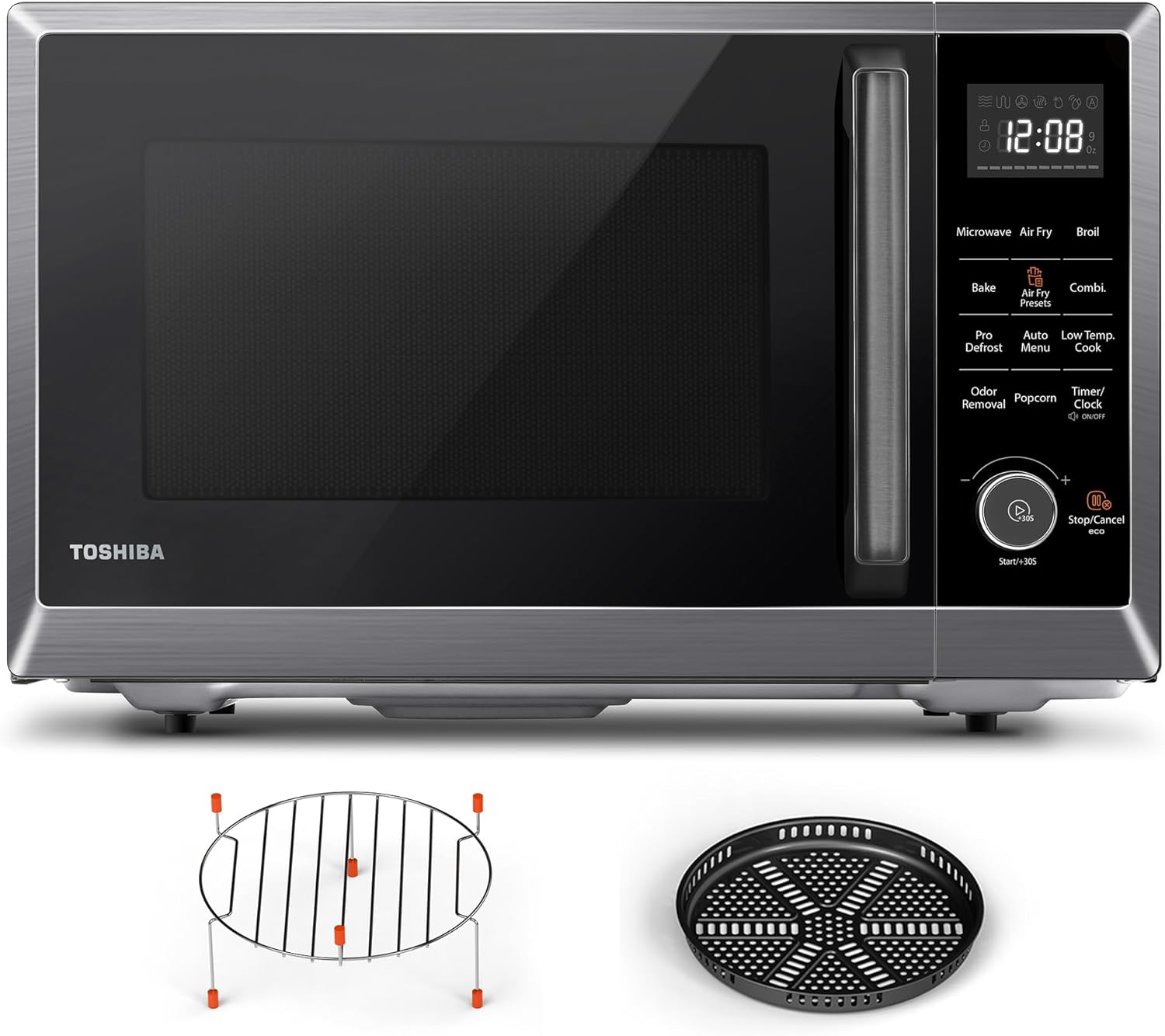 Toshiba Air Fryer Combo 8-in-1 Countertop Microwave Oven with Convection, Broil, Odor Removal, 12.4" Position Memory Turntable, Child Lock, 1.0 Cu.ft, Black Stainless Steel, ML2-EC10SA(BS) - Buy Online USA | SimraCart