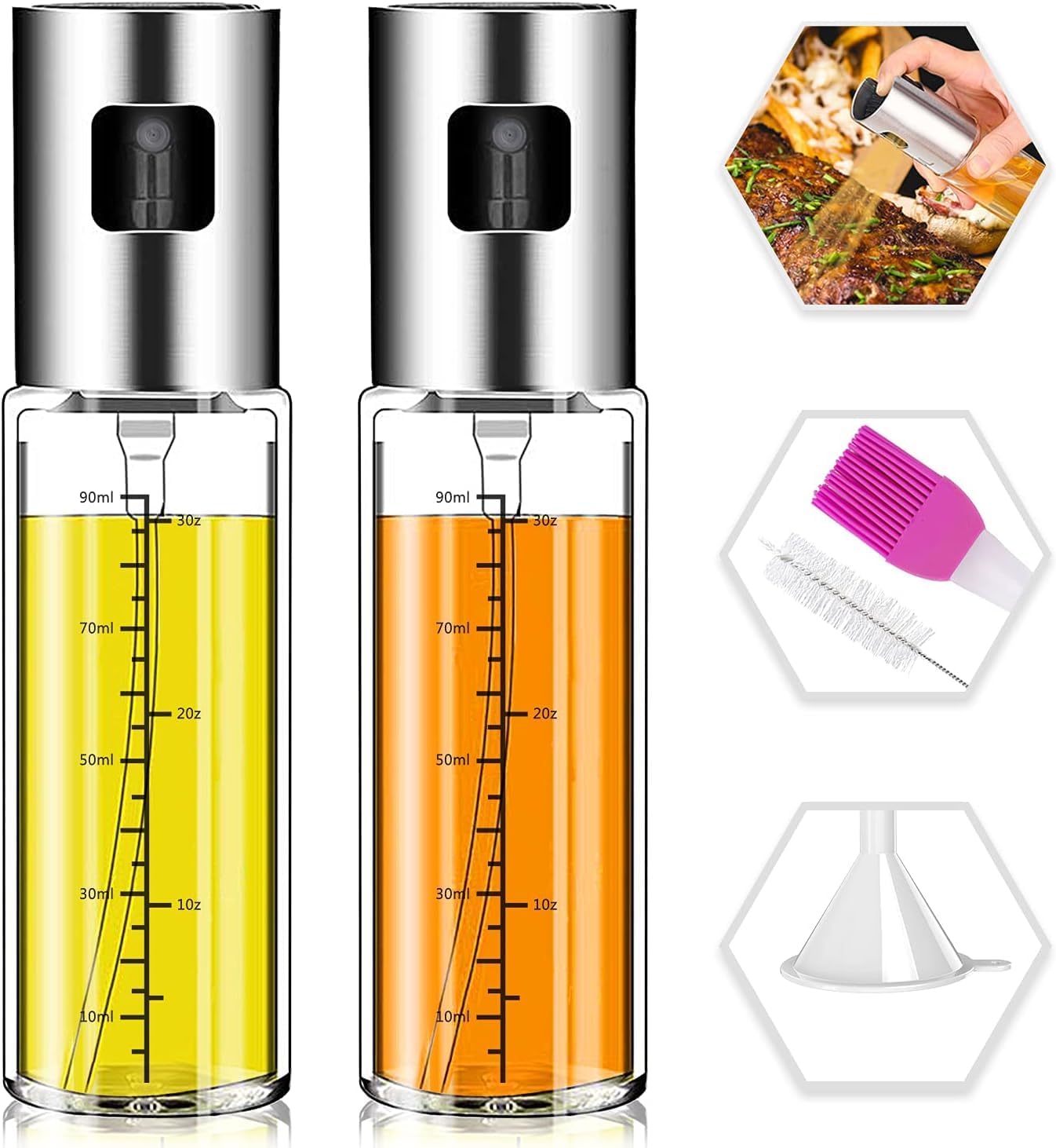 2 Pack Upgraded Olive Oil Sprayer for Cooking – Refillable Oil Mister Bottle with Scale for Air Fryer, Salad, Baking, BBQ, Frying – Kitchen Accessories - Buy Online at SimraCart