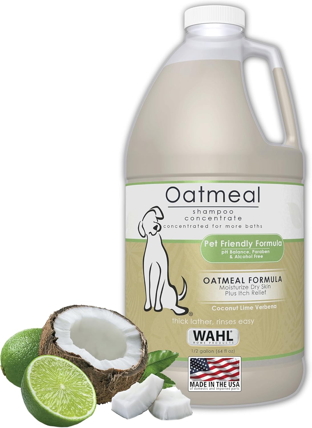 USA Dry Skin & Itch Relief Dog Shampoo – Oatmeal & Coconut Lime Verbena, 64 Oz
