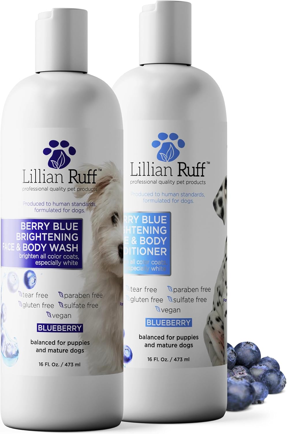 PRO Formula Berry Blue Brightening Dog Shampoo & Conditioner – Show‑Quality Whitening, Stain & Odor Eliminator, Hydrating Dry Skin Relief (ProVitamin B5)