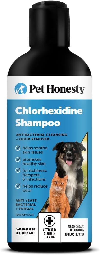 Chlorhexidine Cat & Dog Itch Relief Shampoo – Allergy, Hot Spot & Shedding Control, Skin & Coat Care, 16oz Grooming Supplies
