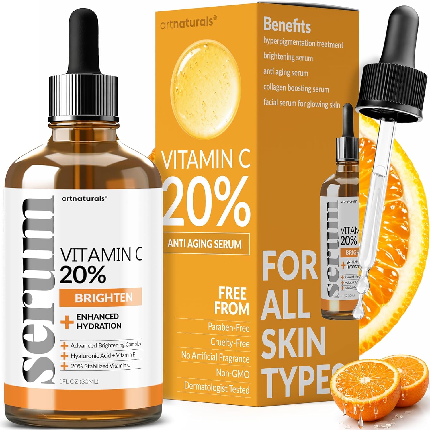 Anti-Aging Vitamin C Serum – 20% Vitamin C with Hyaluronic Acid & Vitamin E | Wrinkle Repair, Dark Spot & Sun Damage Corrector (30ml) - Image 1