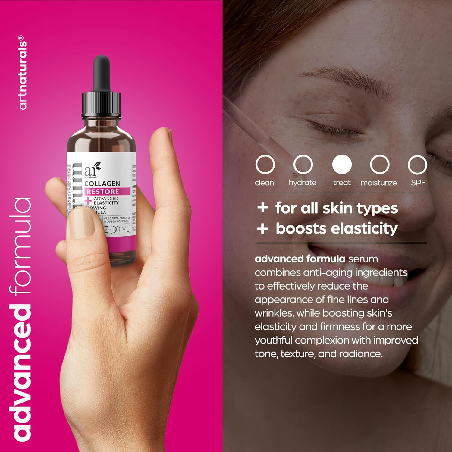 Collagen Booster Serum – Anti-Aging Face Serum with Hyaluronic Acid & Vitamin E | Wrinkle Repair, Skin Healing & Tone Improvement (1 oz) - Image 2