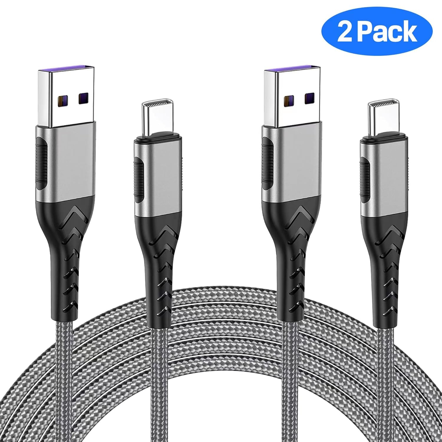 USB C Cable, Upgraded 2Pack 10ft Fast USB Type C Charging Cable for Android/Phone/Pad/Laptop, Type C Charger Braided USB Cable Compatible with iPhone 17/16/15/Pro/Plus/Max/Samsung-Silver - Image 2