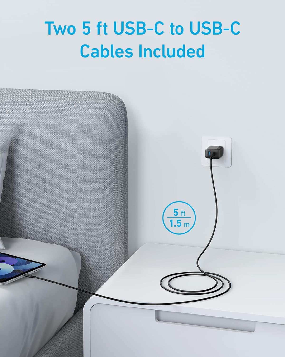 iPhone Charger, 2-Pack 20W Fast USB C Charger Block, Type C Charger Fast Charging for iPhone 17/17 Pro Max/16 Series/iPad Pro and More (Black, 2 Pack & 2 Cable) - Image 3