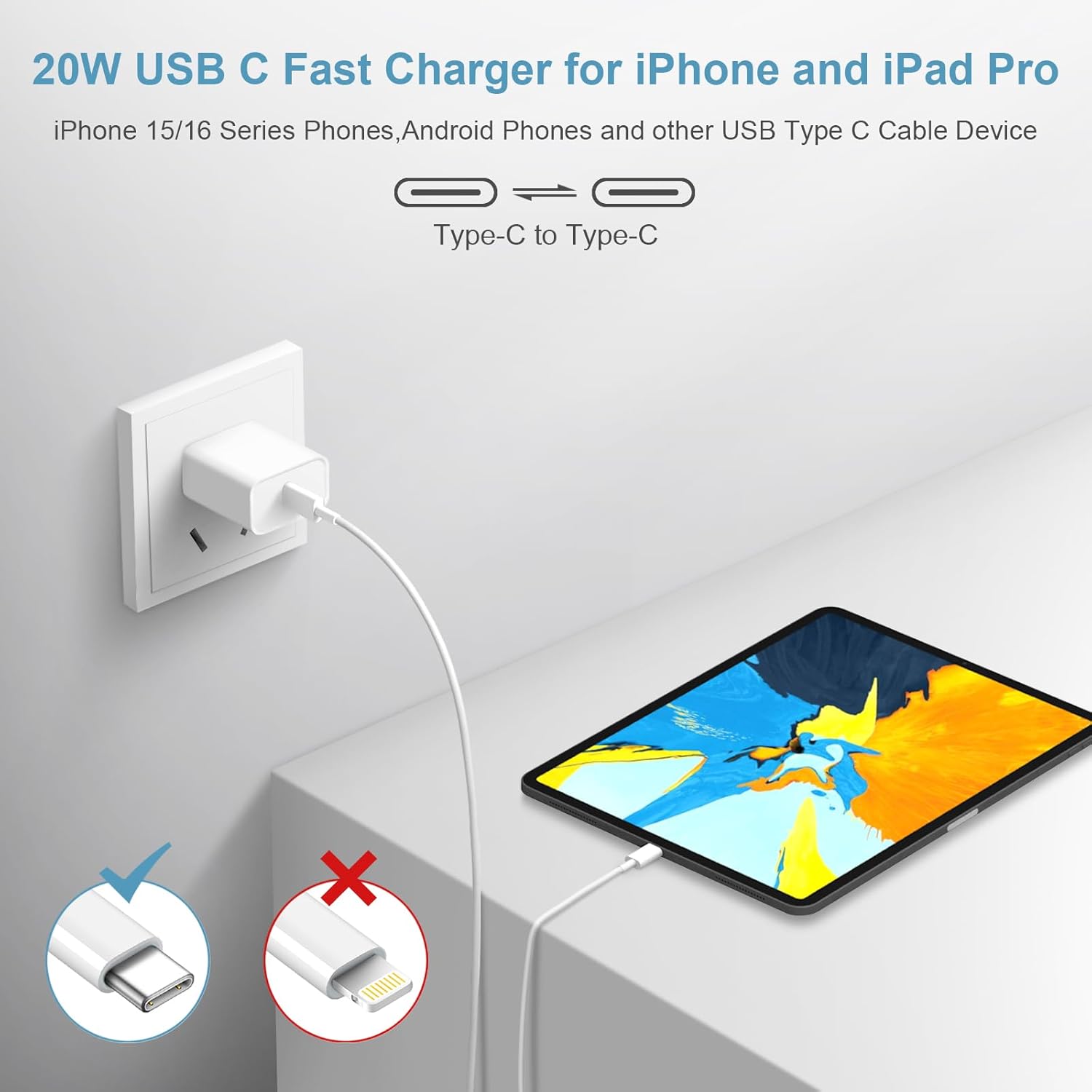iPhone 17 16 15 Charger Fast Charging, 45W Dual USB C Phone Charger Block with 10FT Long Type C Cable Cord for Apple iPhone 17/Pro/Pro Max/17 Air/16 Pro/16 Pro Max/15 Plus/15 Pro/iPad/S26 Ultra/S25 - Image 6