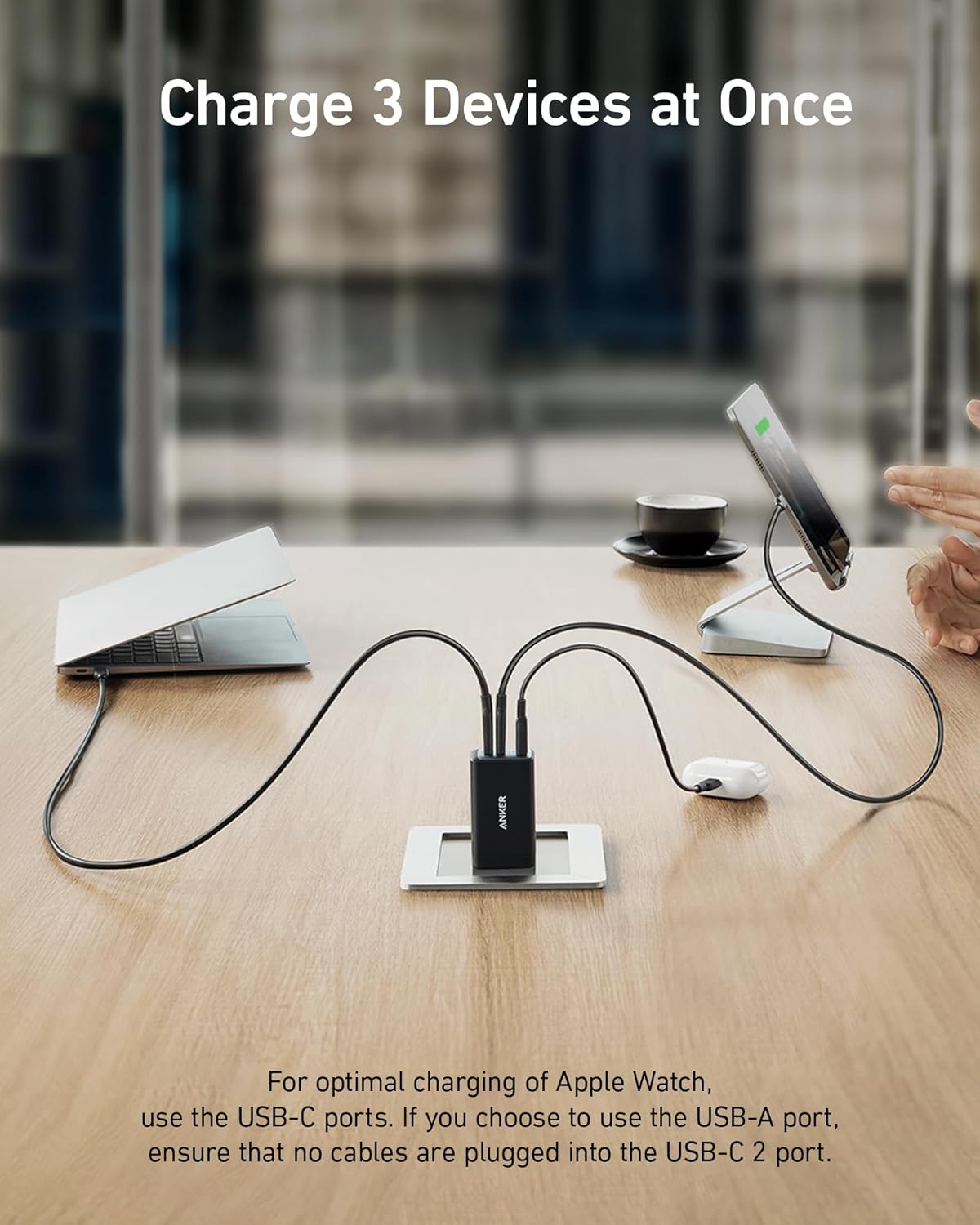 65W 3-Port Fast Compact Foldable USB C Charger Block, GaN Type C Charger Fast Charging for MacBook Pro/Air, iPad Pro, Galaxy S25/S26, Dell XPS 13, iPhone 17/16/15 Series, and More - Black - Image 3