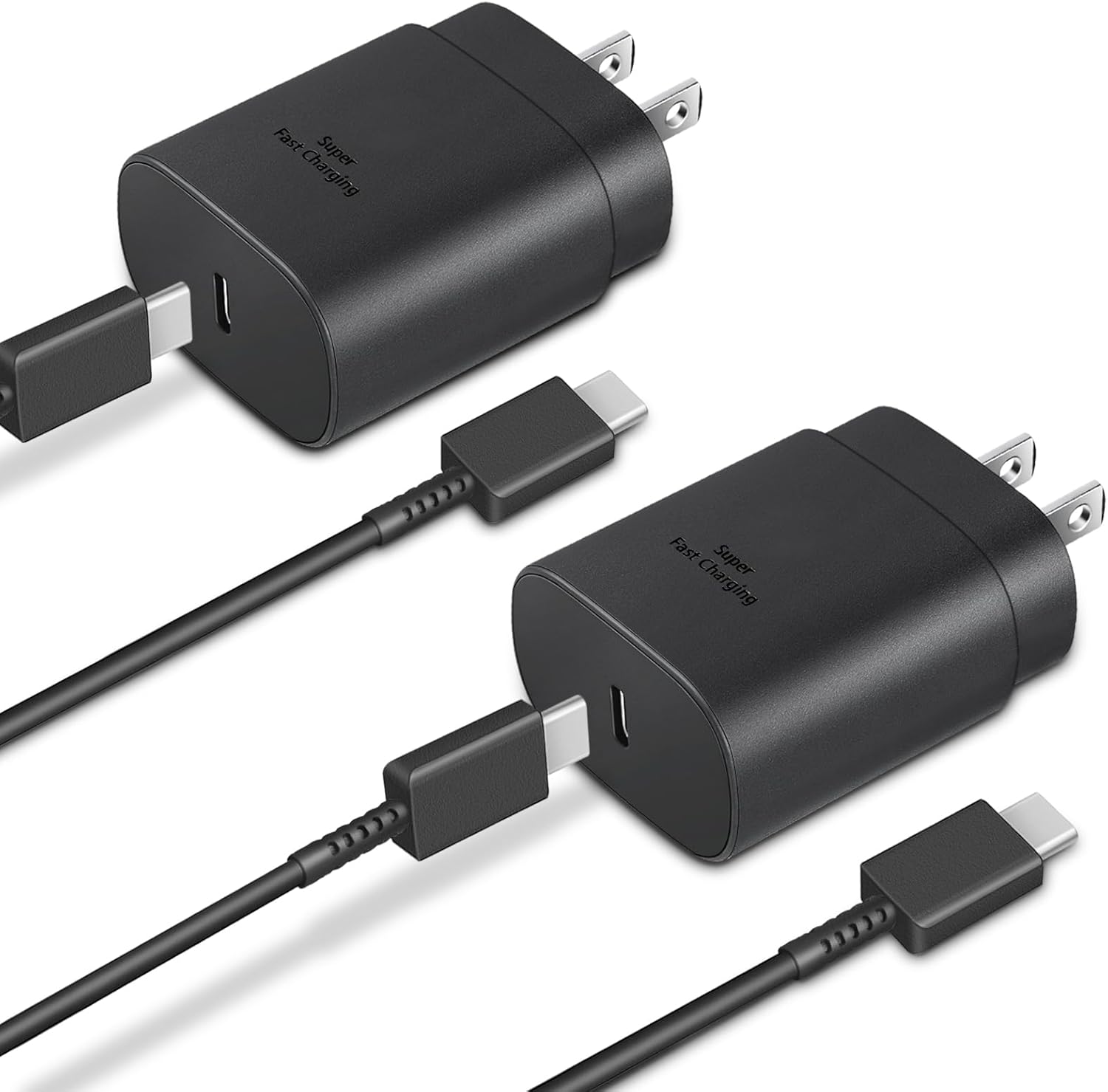 Type C Charger 2-pack 25w Fast Charging Block With 6ft Usb C Cable Compatible With Galaxy S26 S25 S24 S23 S22 S21/iphone 17/16/16 Pro Max/15/15 Pro Max/15 Plus - Black - Best Deals USA | SimraCart