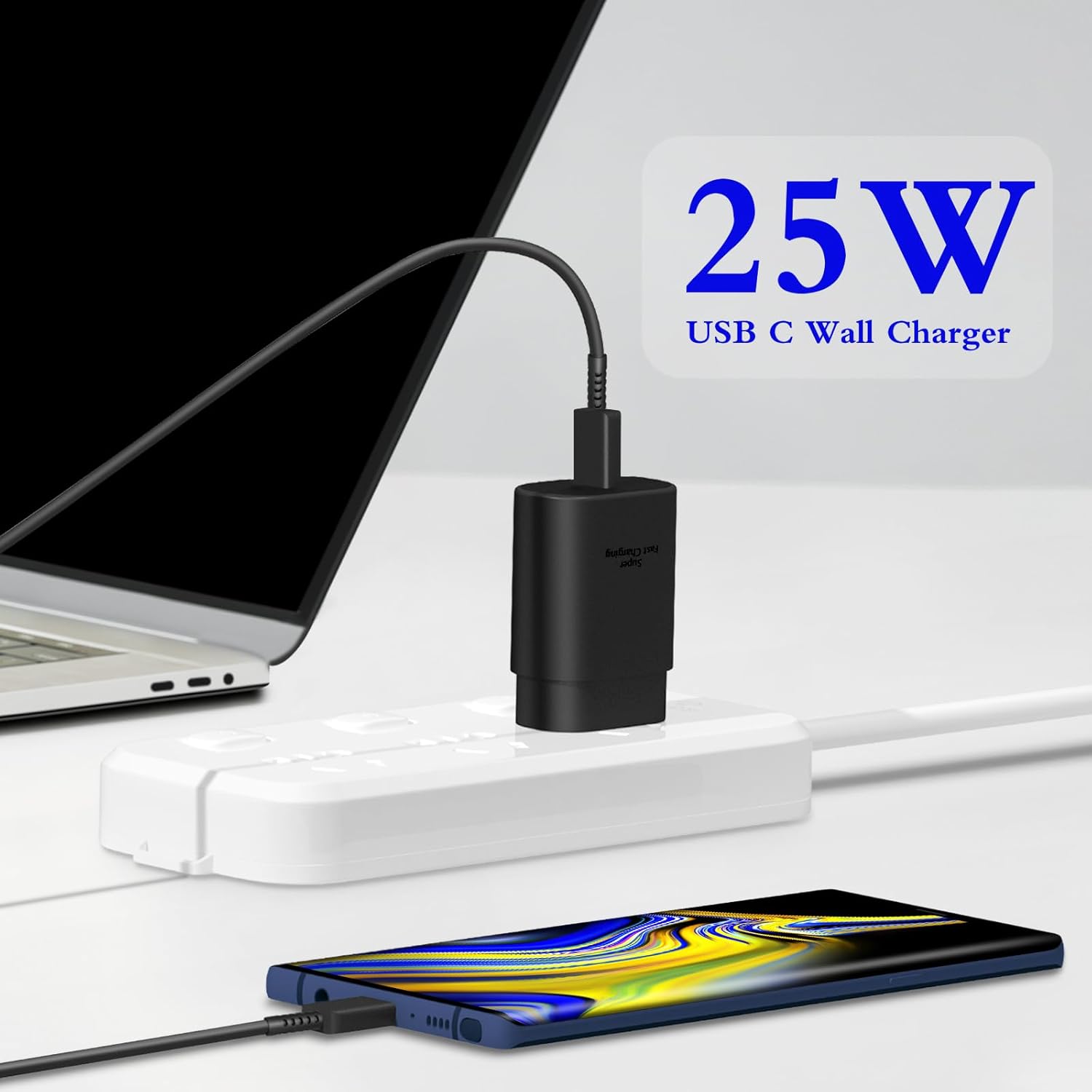 Type C Charger 2-Pack 25W Fast Charging Block with 6ft USB C Cable Compatible with Galaxy S26 S25 S24 S23 S22 S21/iPhone 17/16/16 Pro Max/15/15 Pro Max/15 Plus - Black - Image 5
