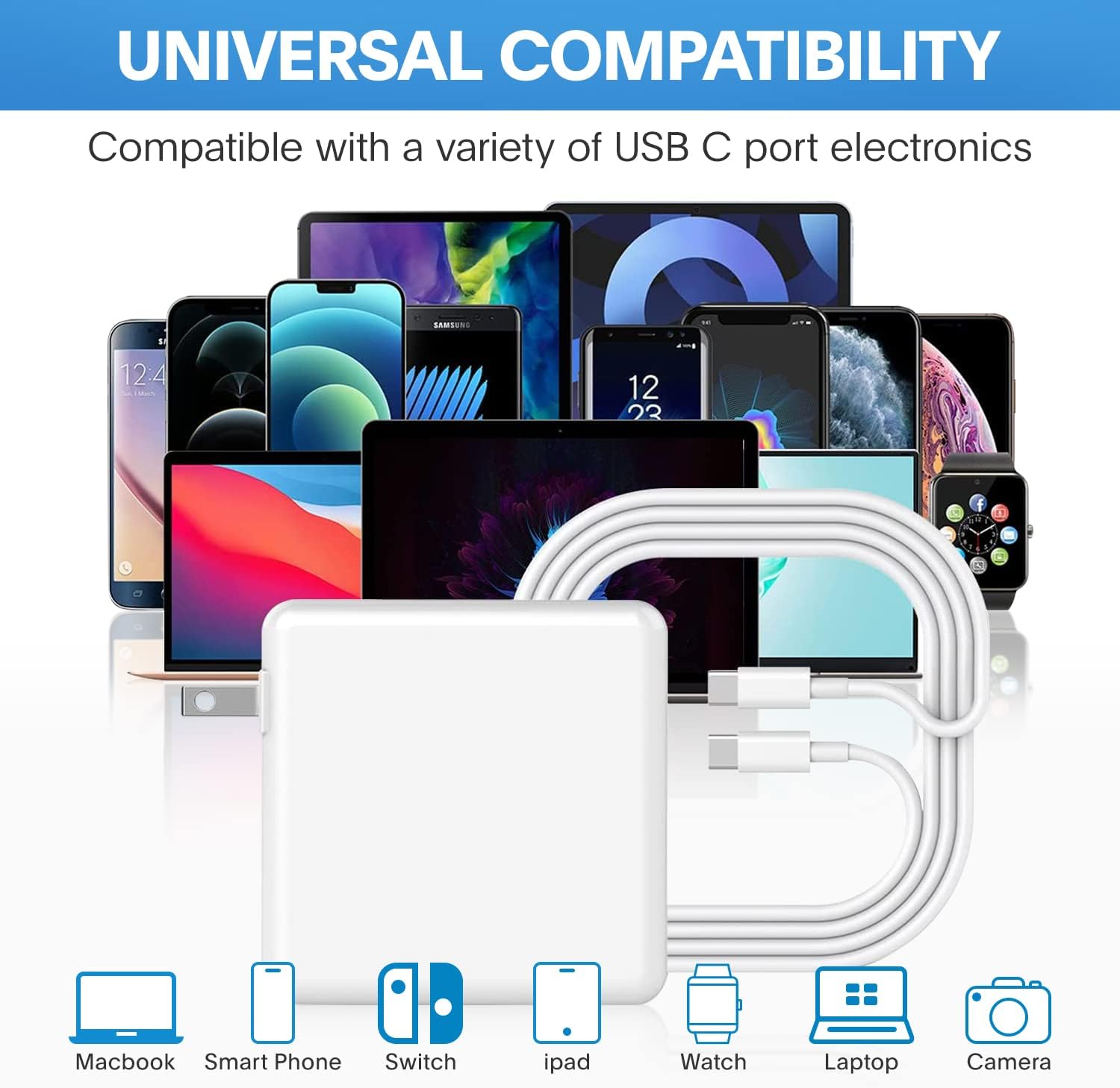 Mac Book Pro Charger - 118W USB C Fast Charger Power Adapter, Compatible with MacBook Pro/Air M5 M4 M3 M2 M1, iPad Pro, Samsung Galaxy and More USB-C Devices, Include 7.2ft Type C Cable - Image 5