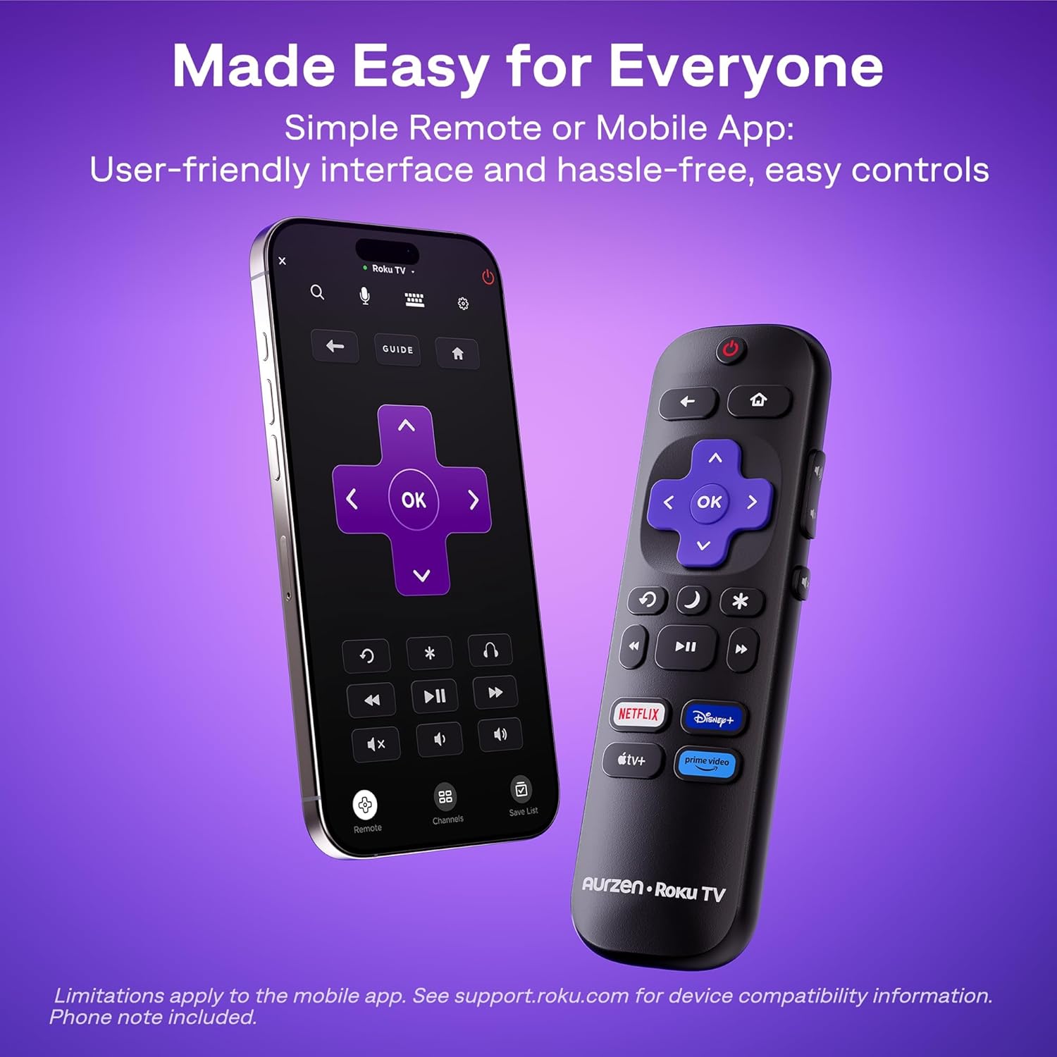 Aurzen Roku TV Smart Projector with WiFi and Bluetooth, Roku Streaming Experience Built-in, 1080P FHD, Dolby Audio, Auto Focus & Keystone, Zoom, Movie Portable Outdoor Mini Projector, White - Image 5