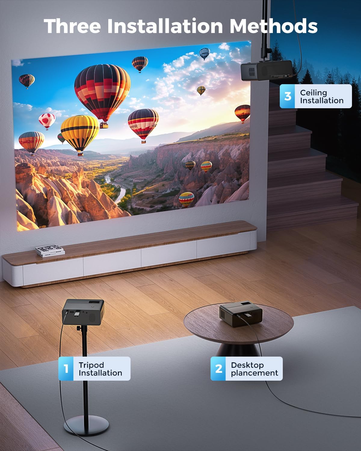 CiBest Mini Projector, Upgraded Full HD 1080P Support Video Projector, Portable Small Movie Projector, Compatible with iOS/Android/Windows/TV Stick/Box/USB/HDMI, Home Theater Outdoor Projector - Image 6