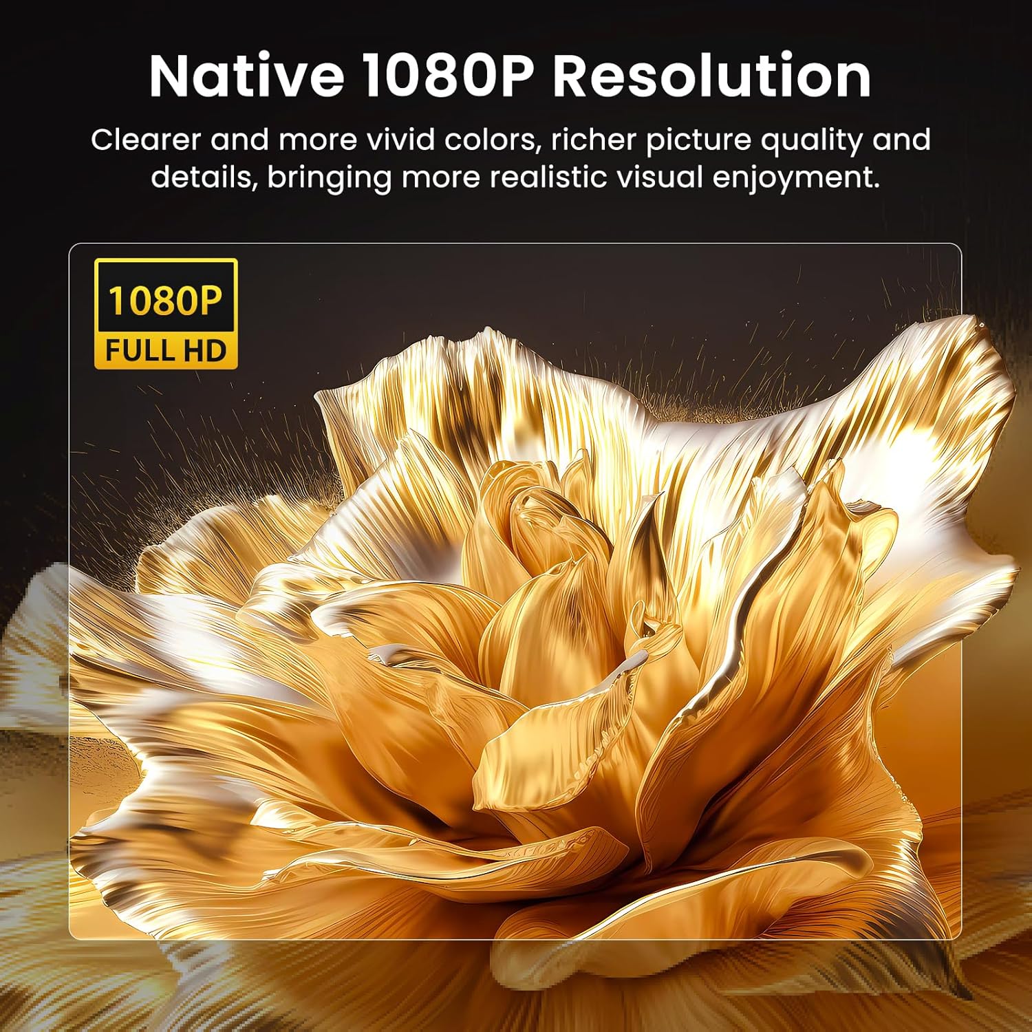 Native 1080P Projector, Bluetooth Home Theater Movie Projector with Built-in Speaker, Compatible with Smartphone, HDMI, Fire Stick, PS5, Indoor & Outdoor Use - Without Google TV System - Image 2