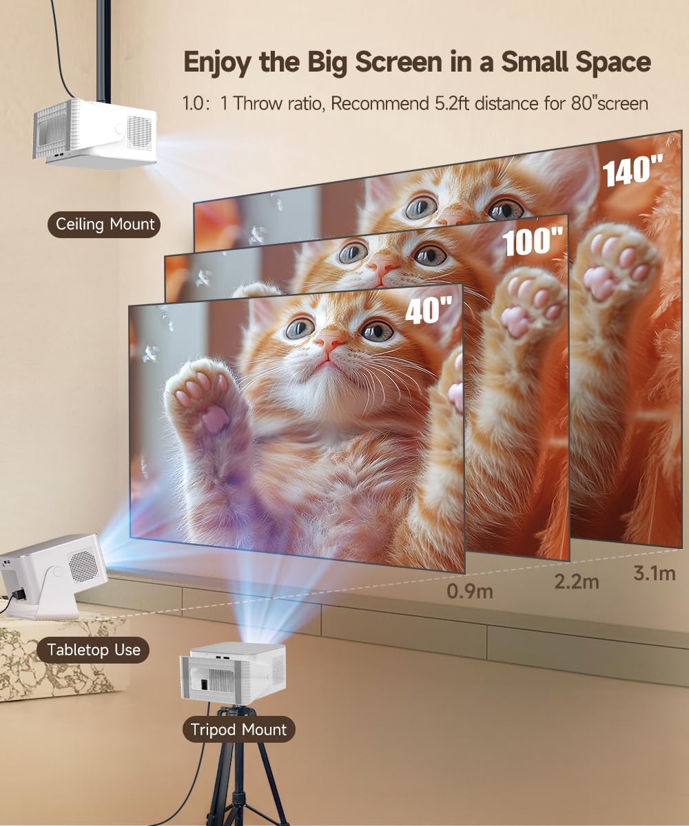 Magcubic HY350Max Smart Projector with 4K 8K Support, Mini Projector with WiFi6 and Bluetooth 5.4, 600 ANSI, Auto Focus & Obstacle Avoidance, 1080P Portable Movie Projector for Home Outdoor - Image 2