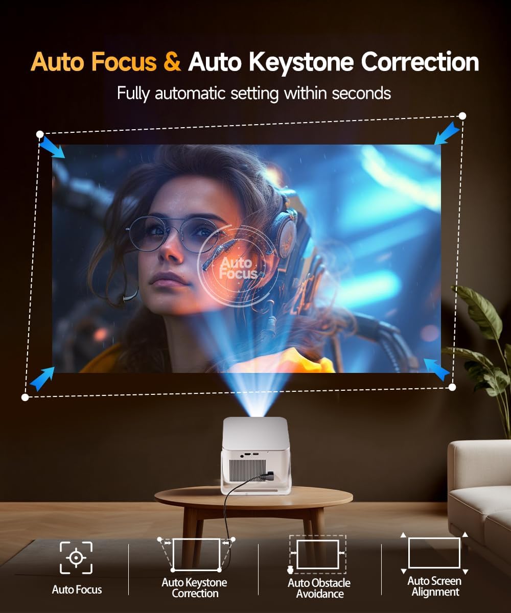Magcubic HY350Max Smart Projector with 4K 8K Support, Mini Projector with WiFi6 and Bluetooth 5.4, 600 ANSI, Auto Focus & Obstacle Avoidance, 1080P Portable Movie Projector for Home Outdoor - Image 5