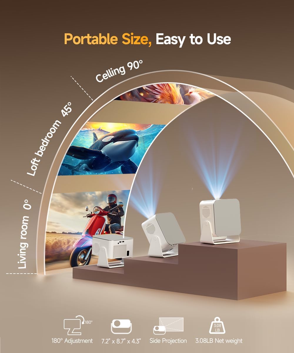 Magcubic HY350Max Smart Projector with 4K 8K Support, Mini Projector with WiFi6 and Bluetooth 5.4, 600 ANSI, Auto Focus & Obstacle Avoidance, 1080P Portable Movie Projector for Home Outdoor - Image 6